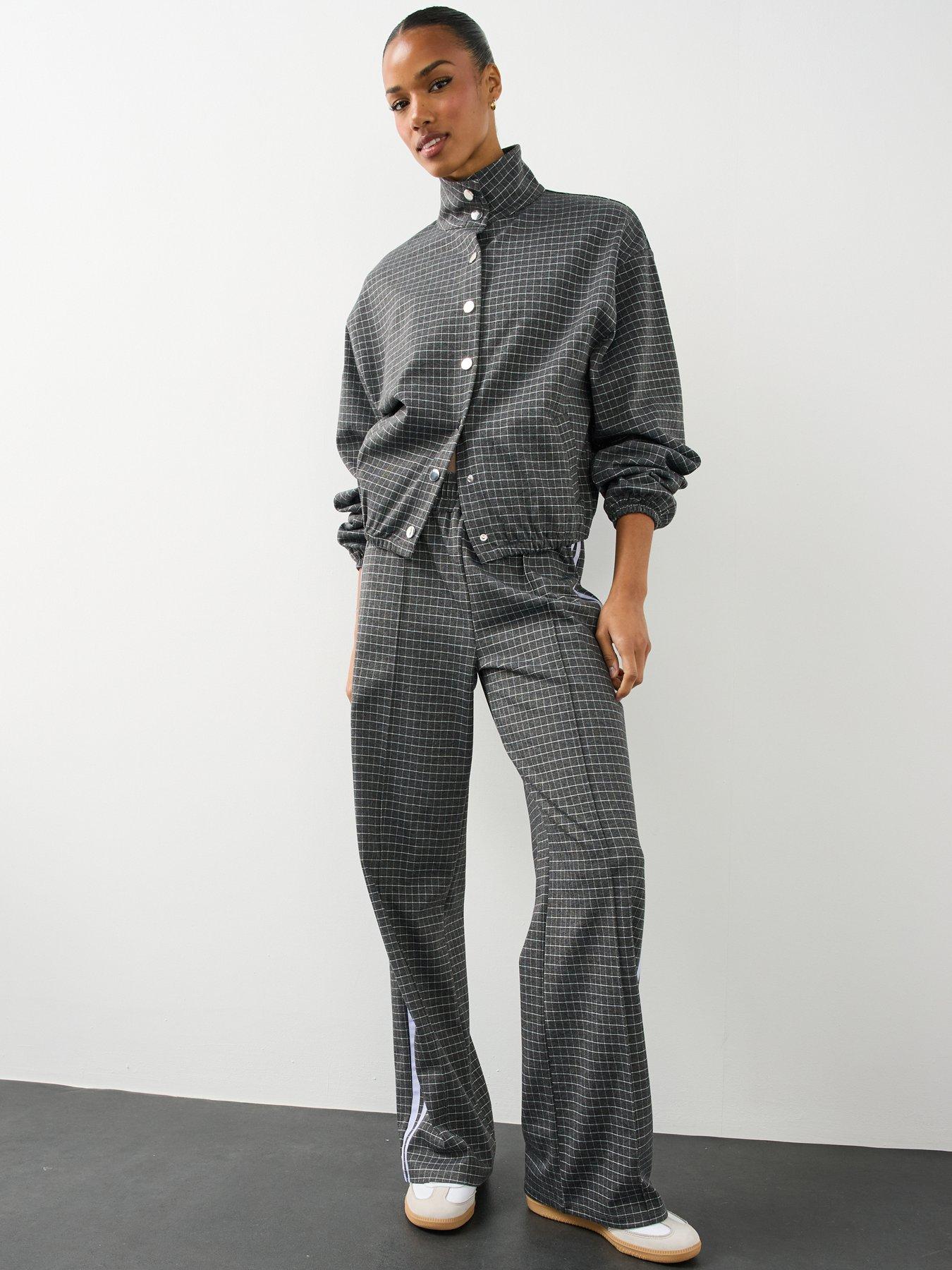 Image 5 of 7 of The Very Collection Womens Funnel Neck Popper Front Check Co-ord Jacket