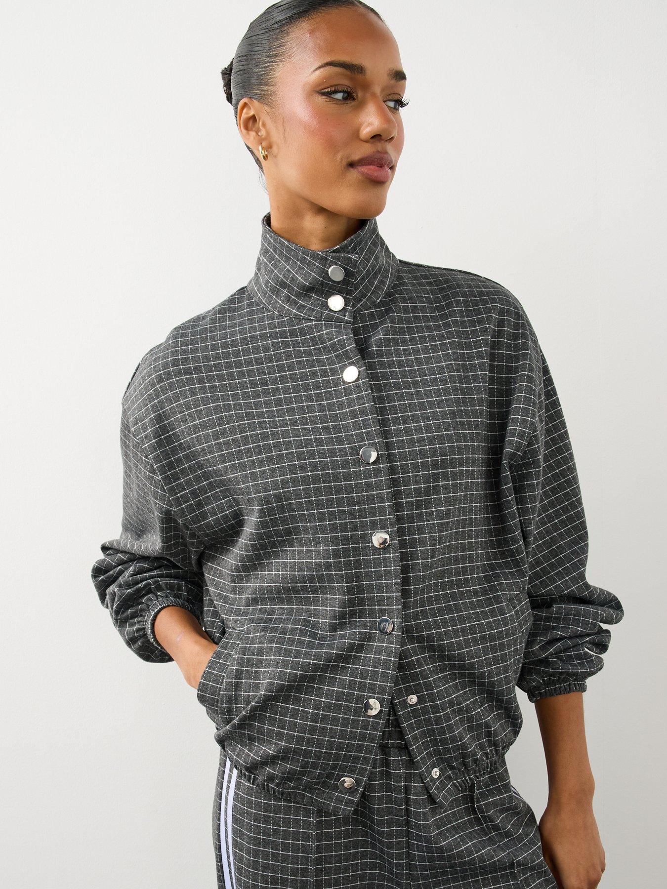 Image 6 of 7 of The Very Collection Womens Funnel Neck Popper Front Check Co-ord Jacket