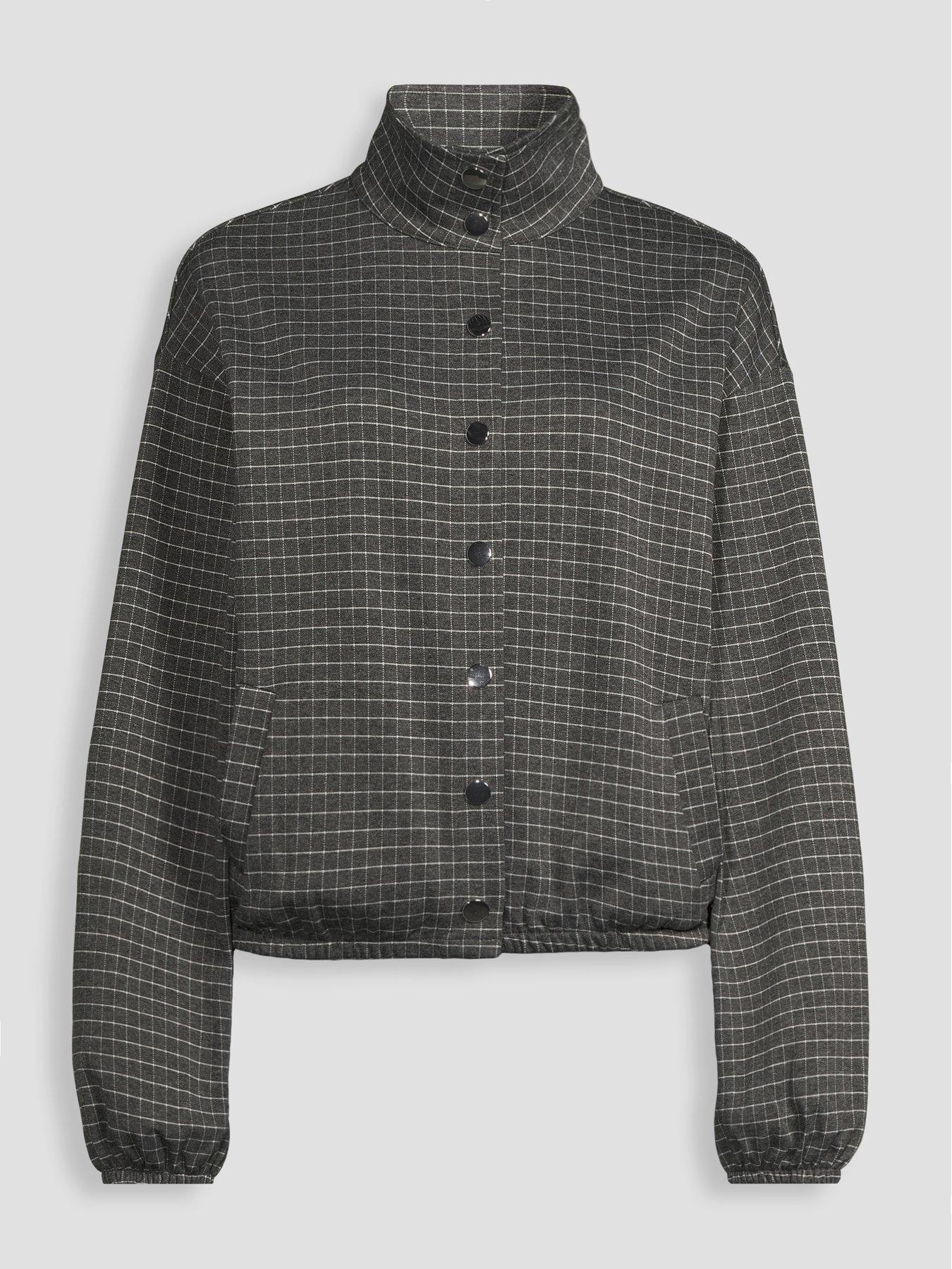 Image 7 of 7 of The Very Collection Womens Funnel Neck Popper Front Check Co-ord Jacket