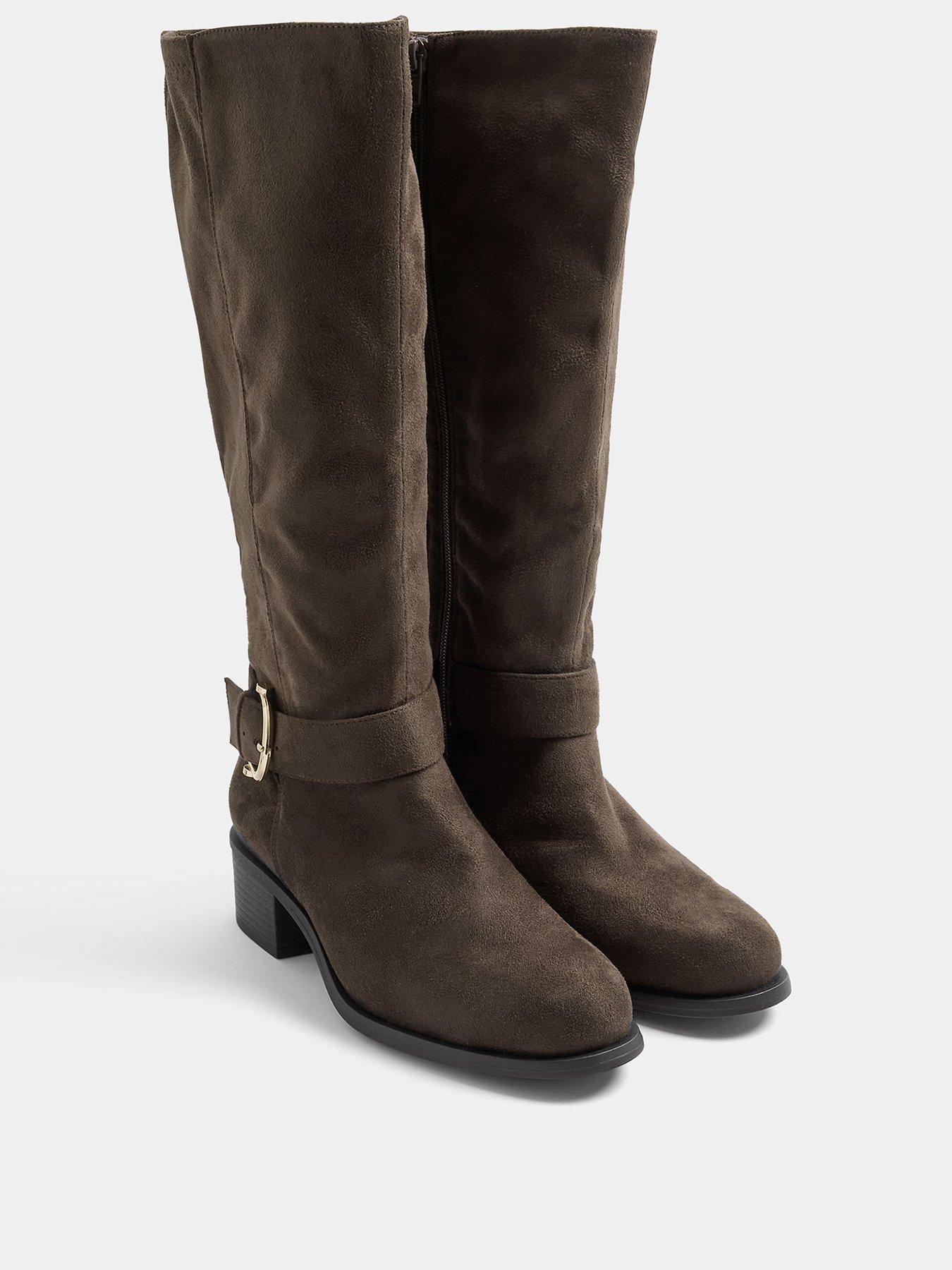 Image 2 of 4 of Yours Womens Extra Wide Fit Stretch Back Knee High Boots - Brown