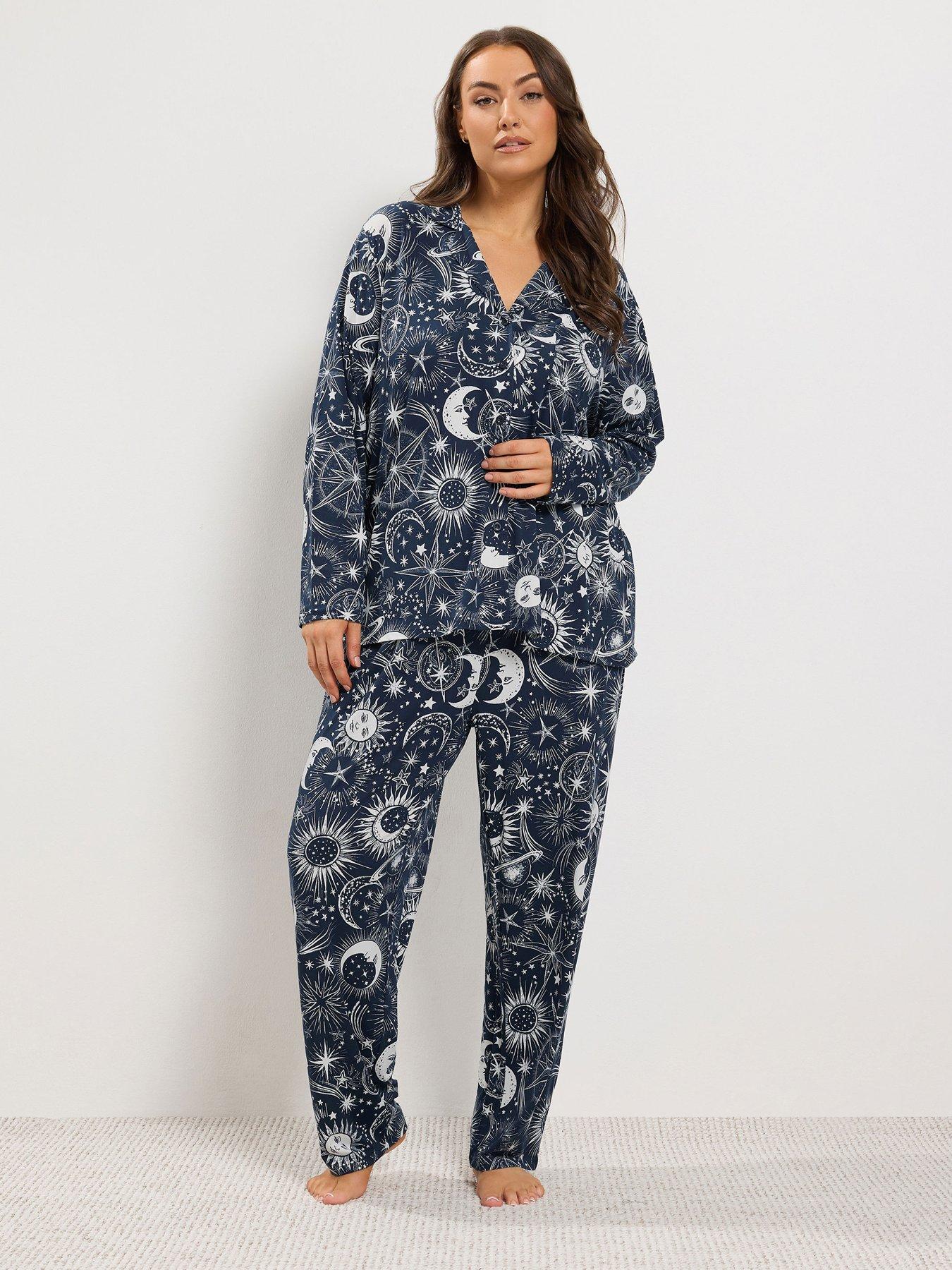 Image 1 of 4 of Yours Curve Soft Touch Celestial Button Pj Set
