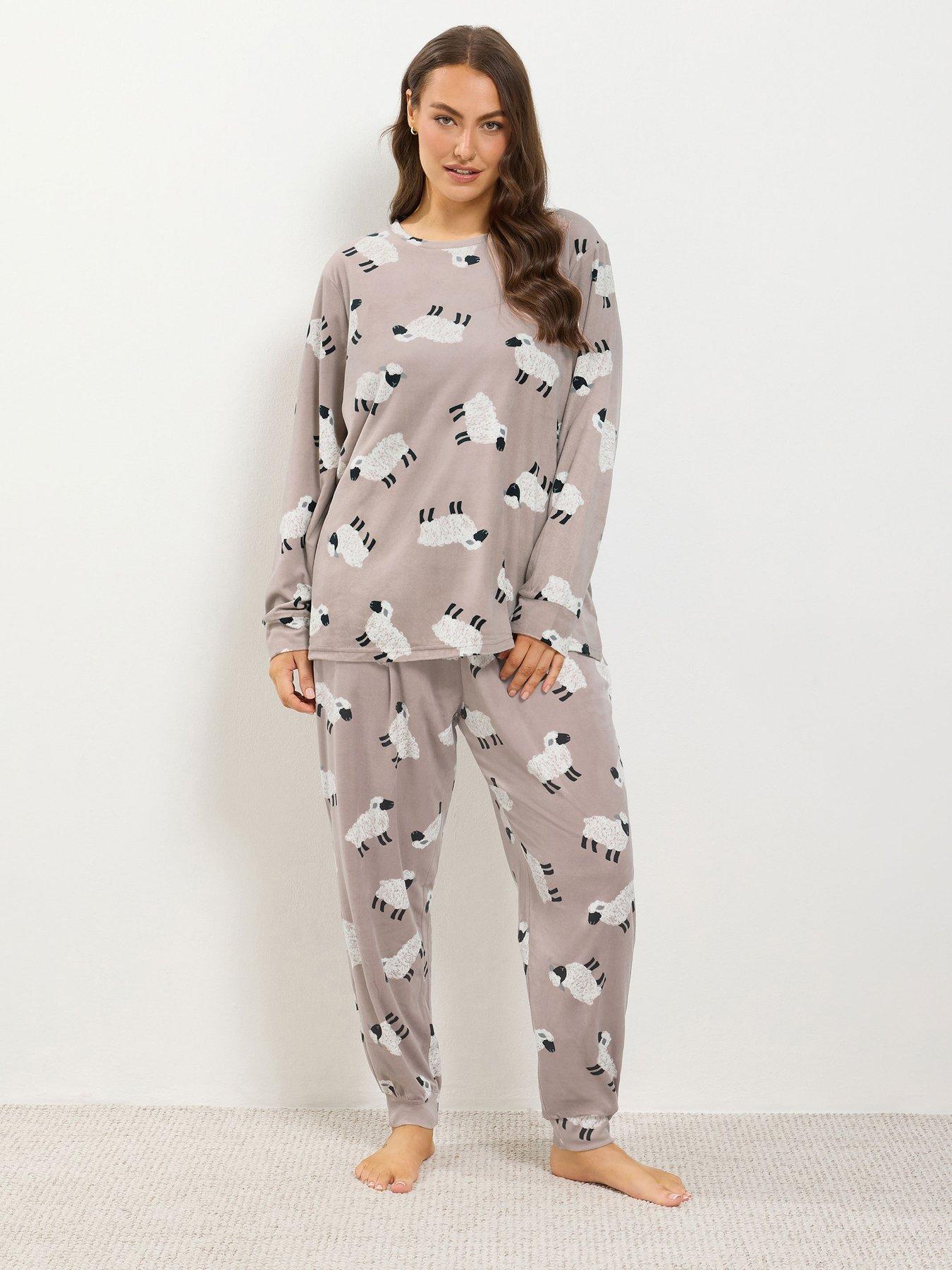 Image 1 of 4 of Yours Curve Sheep Pj Set &amp; Scrunchie