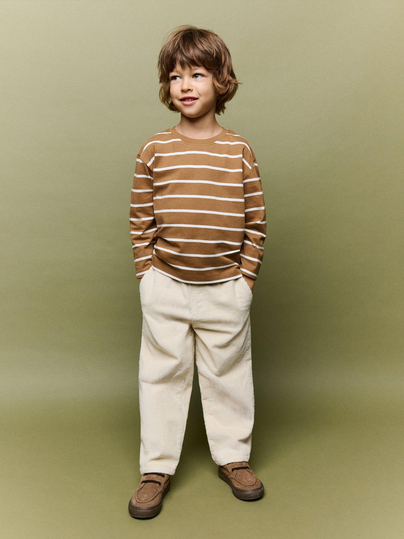 Mango Boys Stripe Long Sleeve T-Shirt - Brown