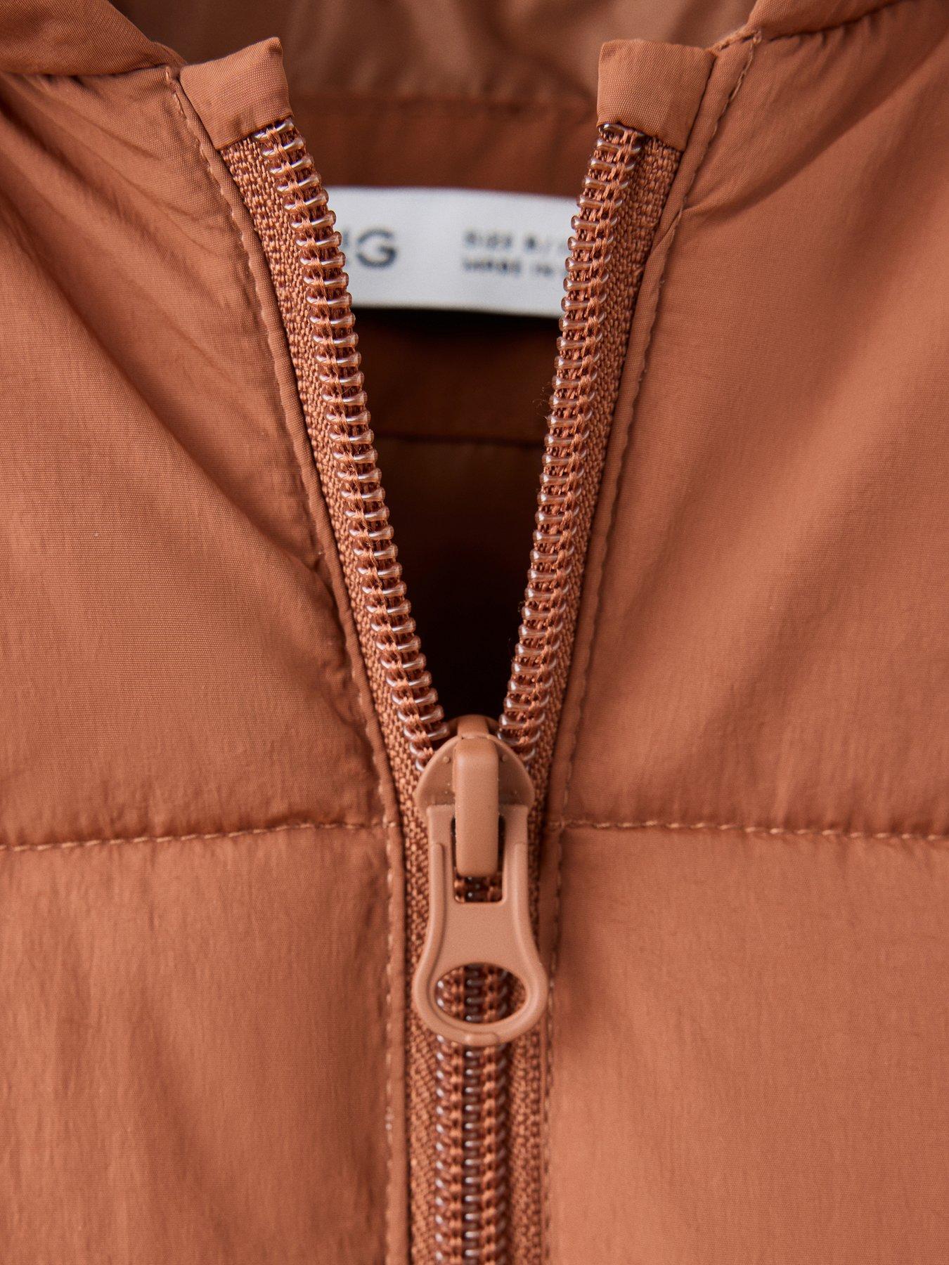 Image 5 of 5 of Mango Boys Padded Hooded Zip-Through Puffer Coat - Dark Orange
