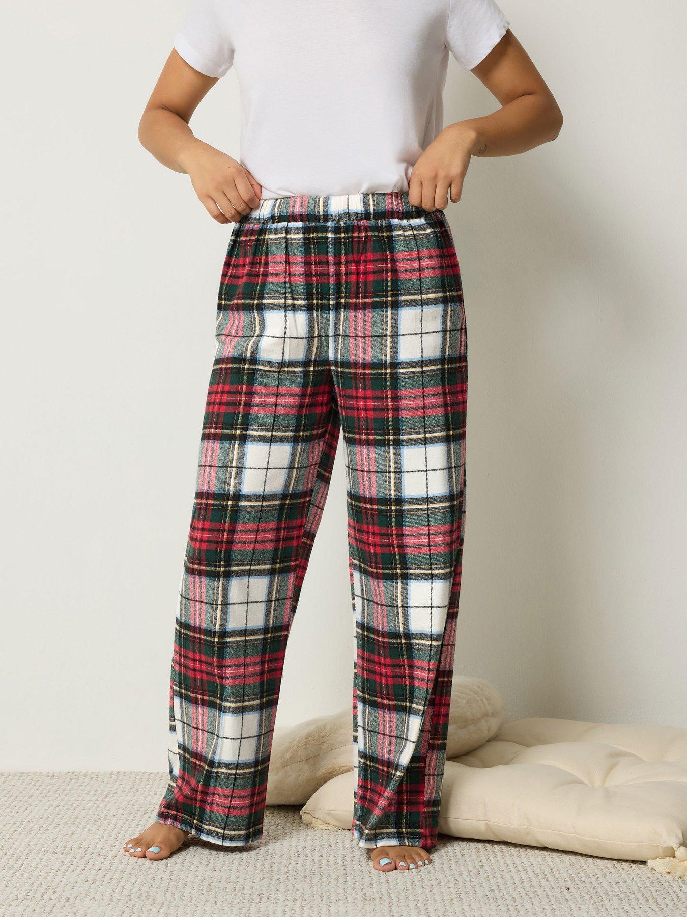 Image 1 of 4 of Yours Petite Brushed Check Wide Leg Pj Bottom