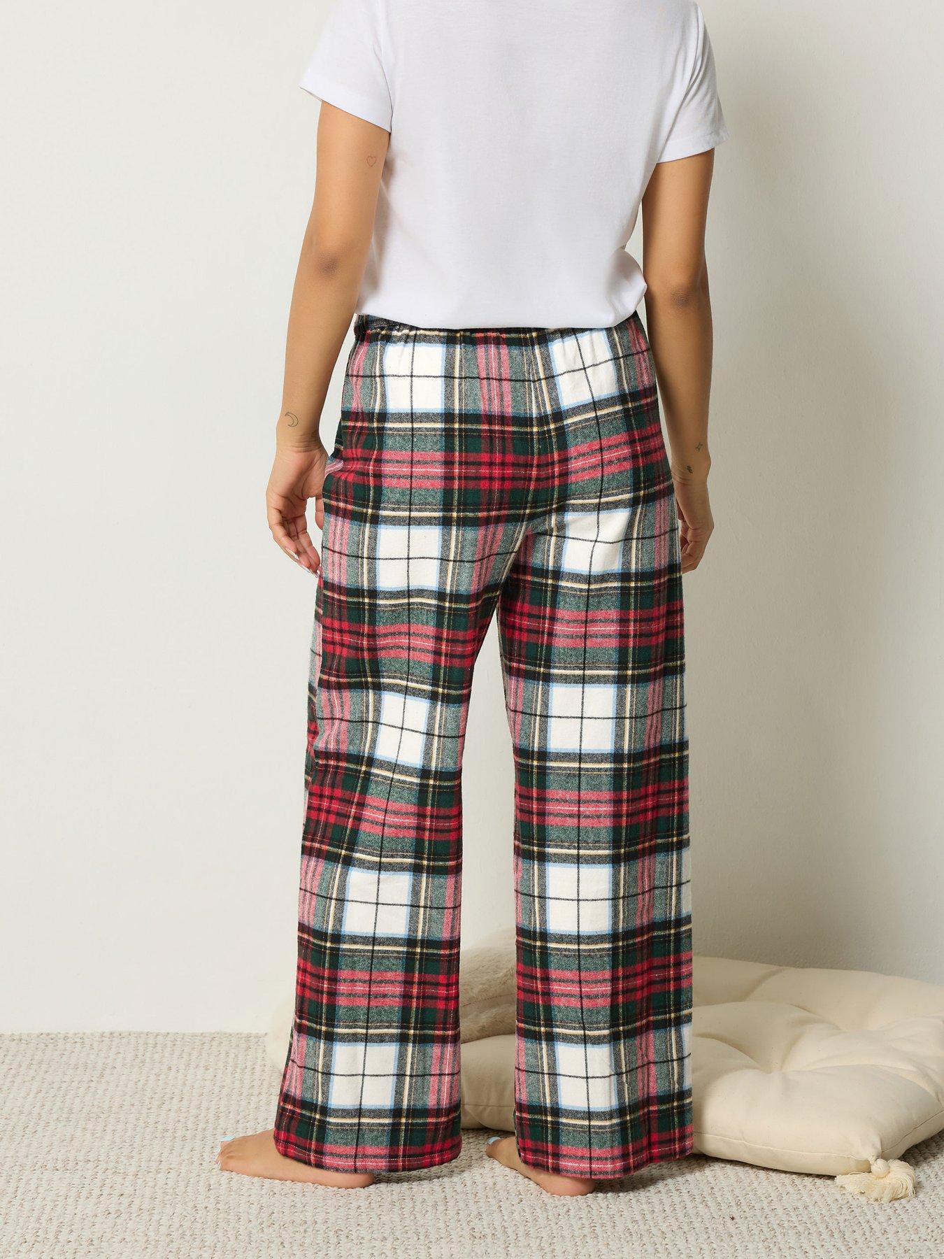 Image 2 of 4 of Yours Petite Brushed Check Wide Leg Pj Bottom
