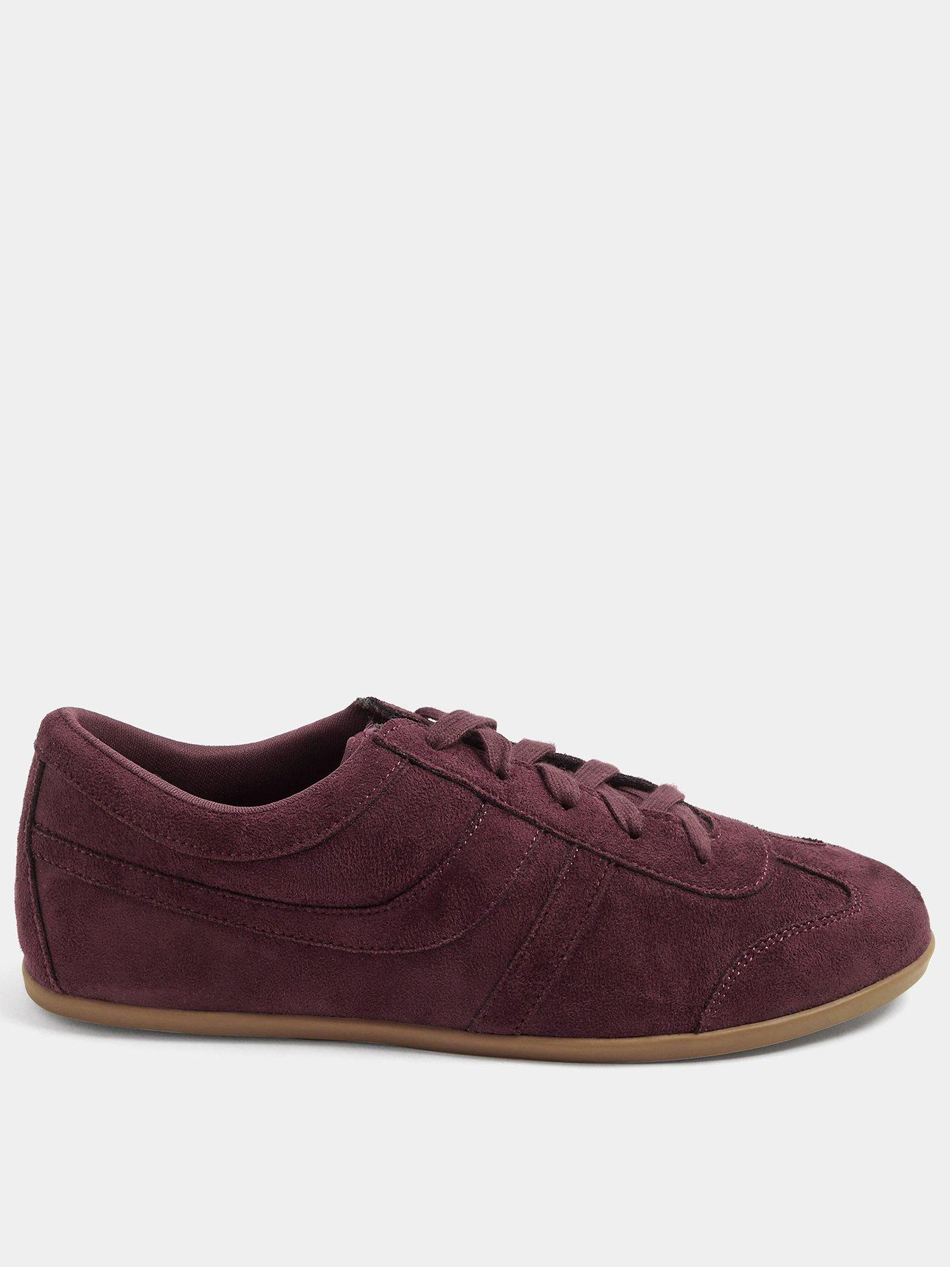 Image 1 of 4 of Yours Womens Low Profile Lace-Up Suedette Trainers - Red