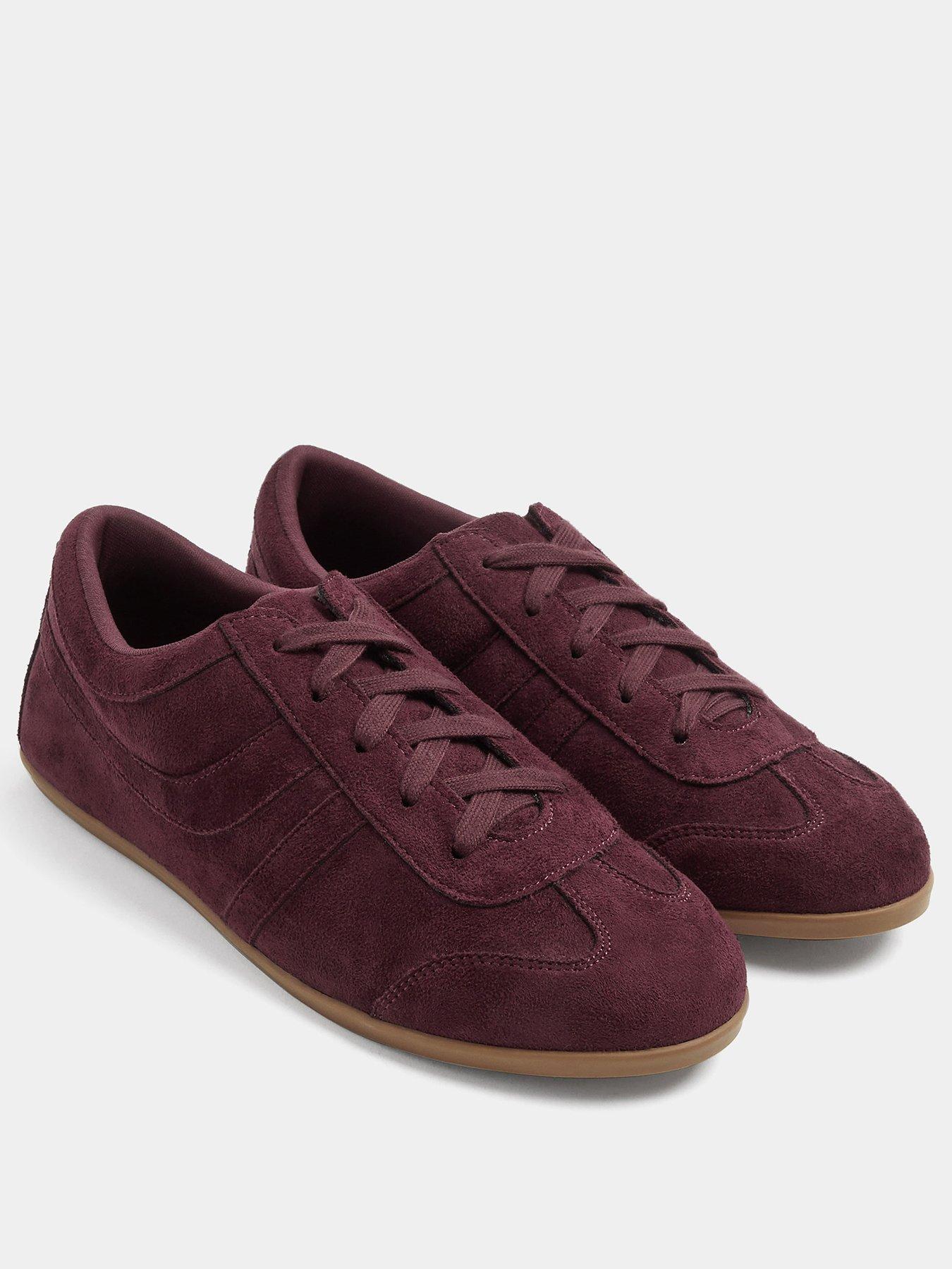 Image 2 of 4 of Yours Womens Low Profile Lace-Up Suedette Trainers - Red