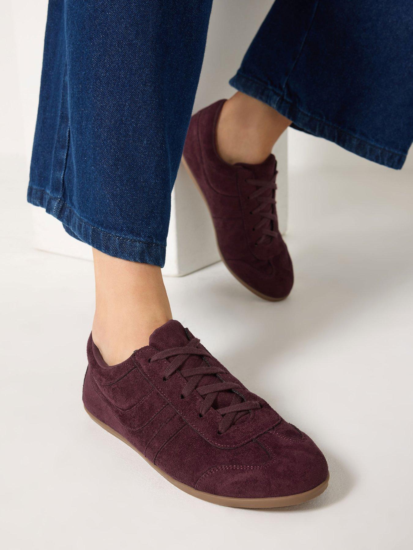 Image 4 of 4 of Yours Womens Low Profile Lace-Up Suedette Trainers - Red