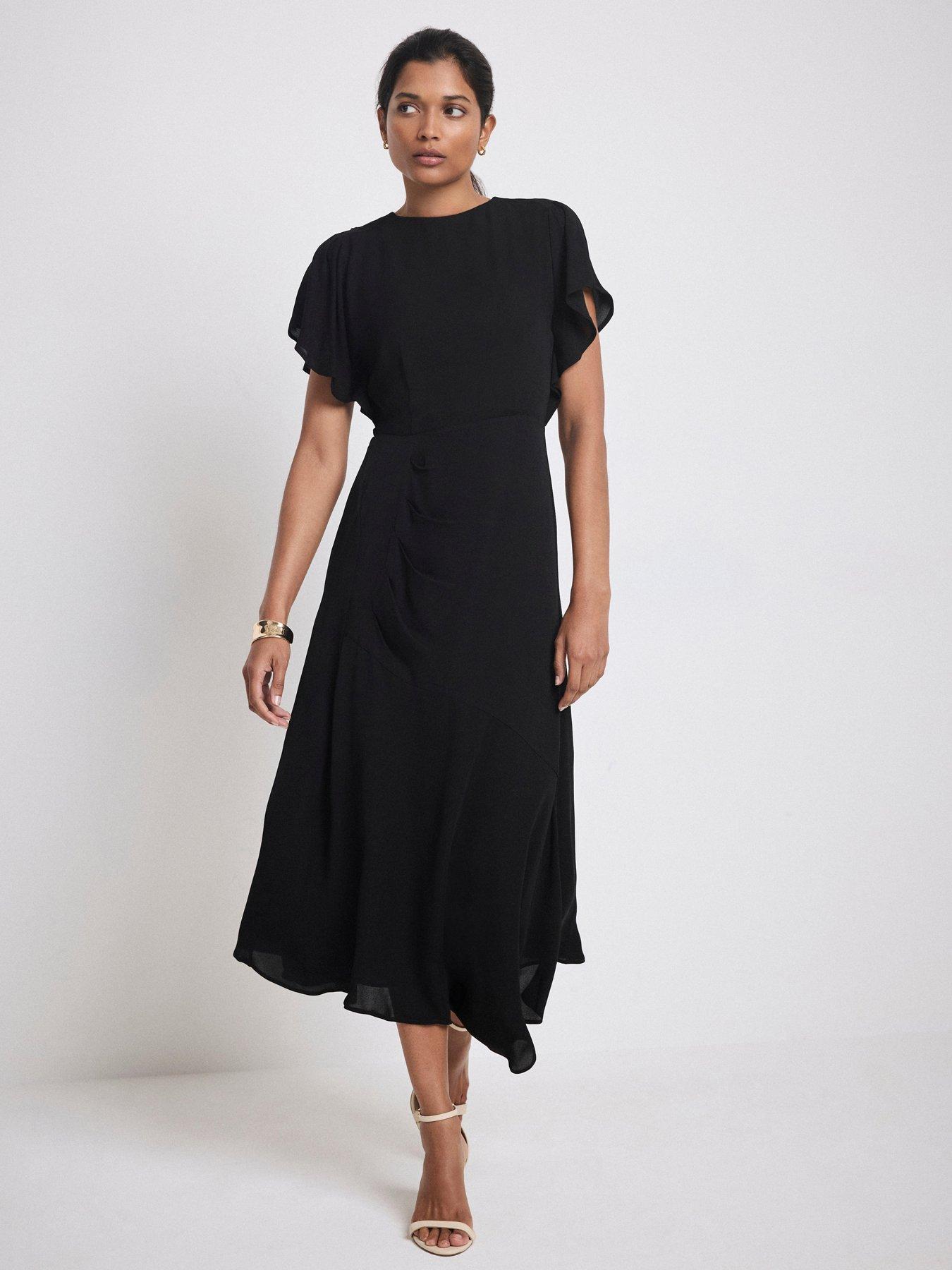 Mint Velvet Draped Midi Dress - Black