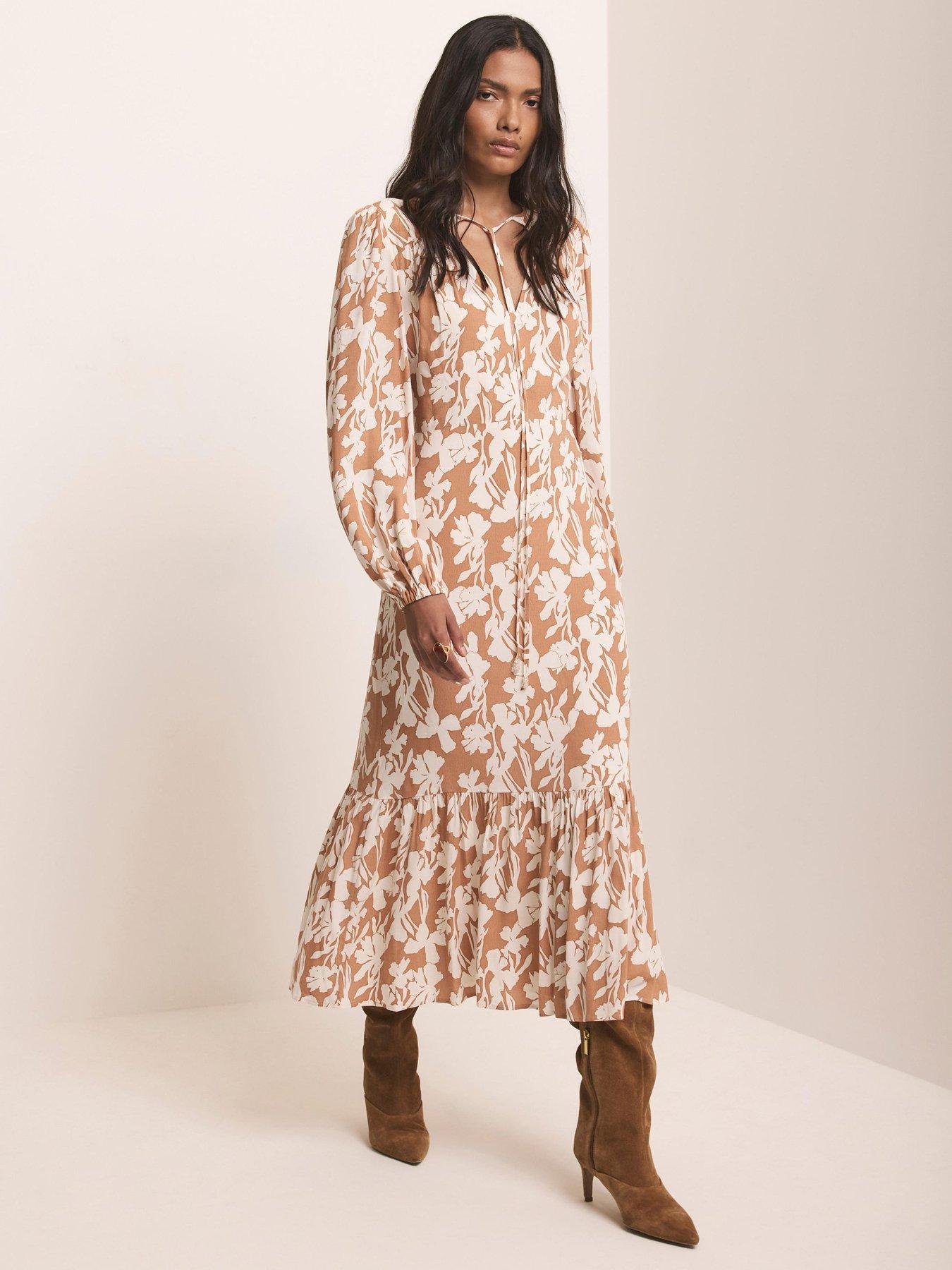 Mint Velvet Floral Print Ruffle Midi Dress