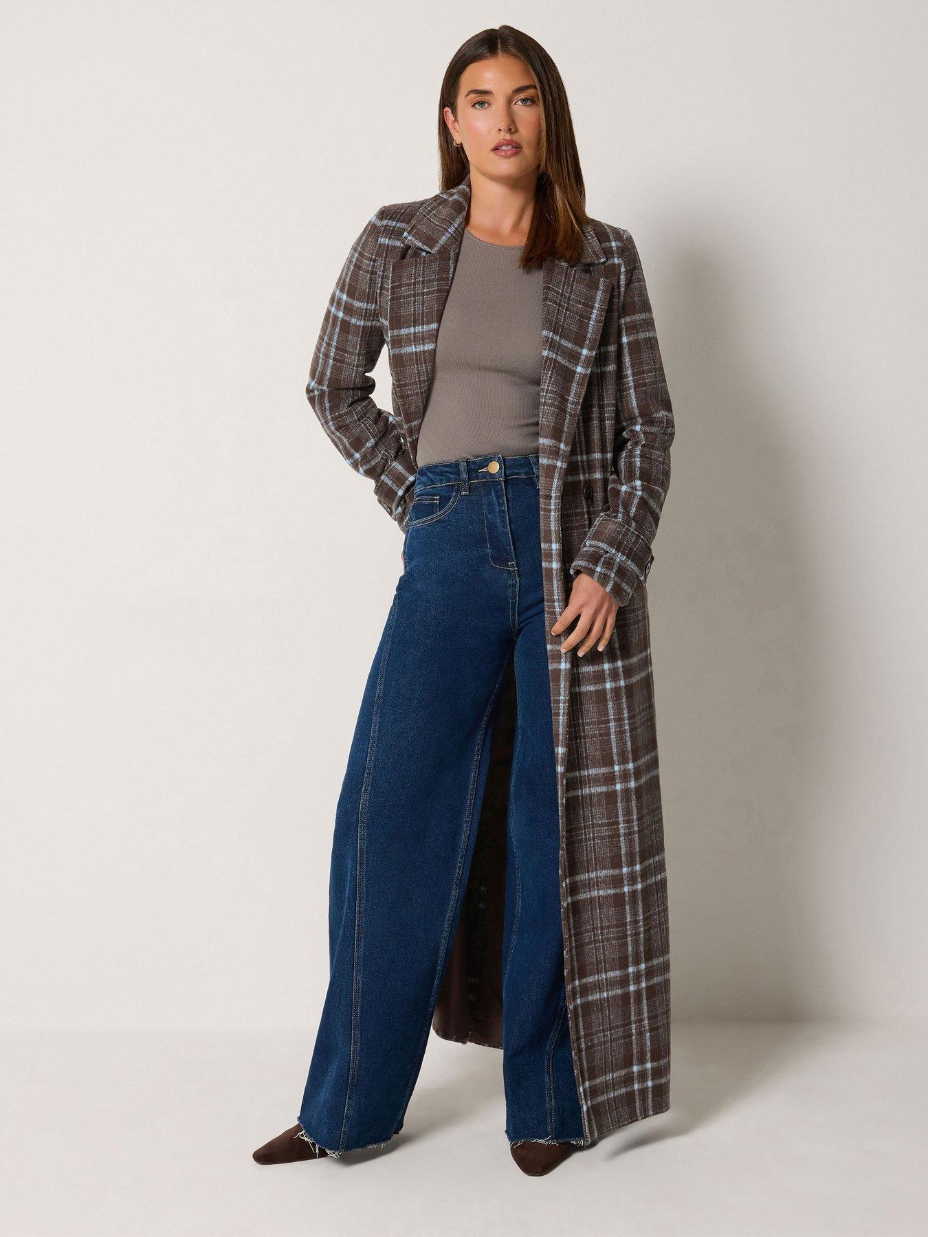 Image 1 of 4 of Long Tall Sally Tall Check Maxi Coat