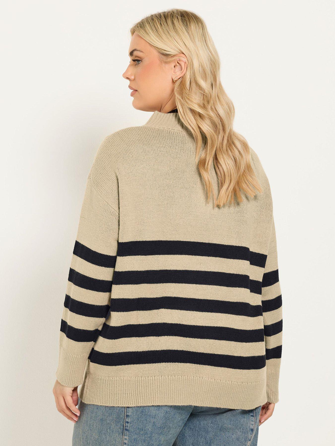 Image 2 of 4 of Yours Curve Quarter Zip Stripe Jumper