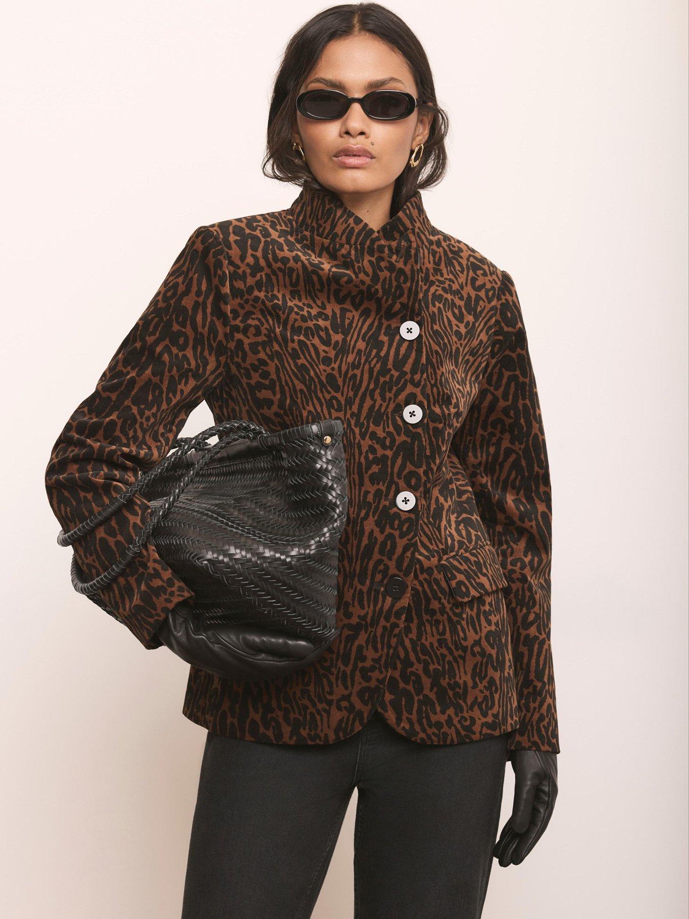 Mint Velvet Leopard Print Jacket - Brown