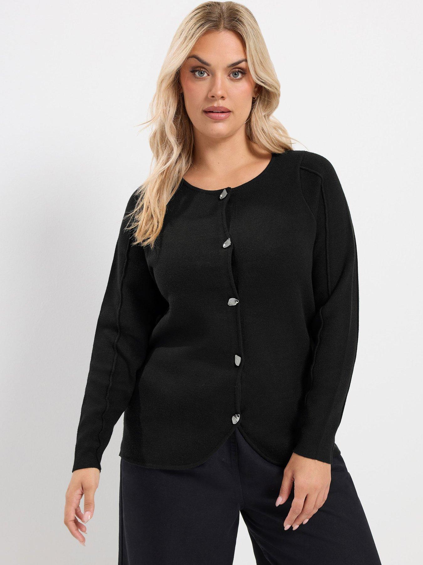 Image 1 of 4 of Yours Curve Crew Neck Seam Cardigan