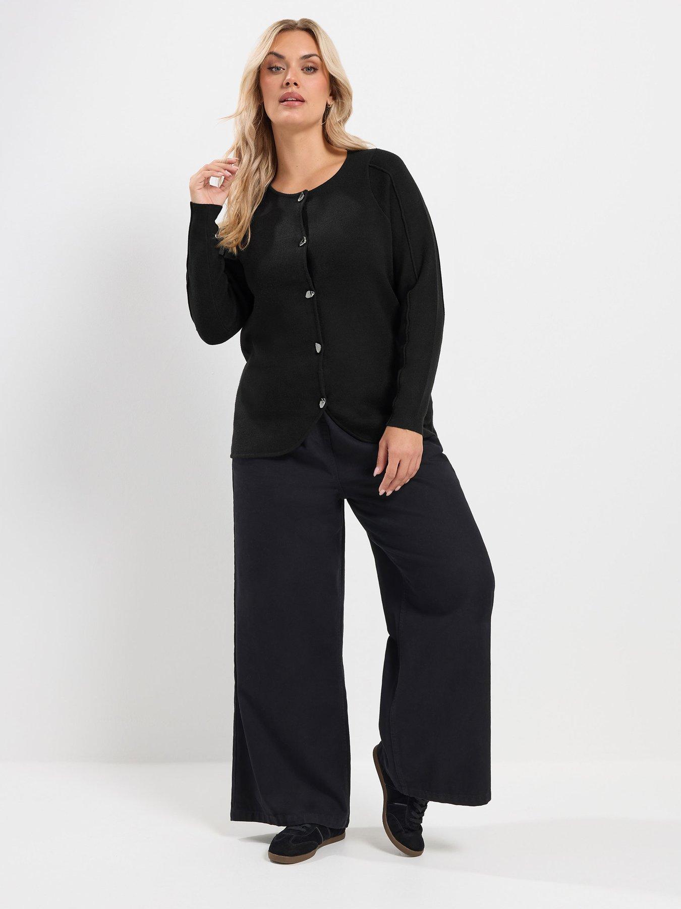 Image 3 of 4 of Yours Curve Crew Neck Seam Cardigan