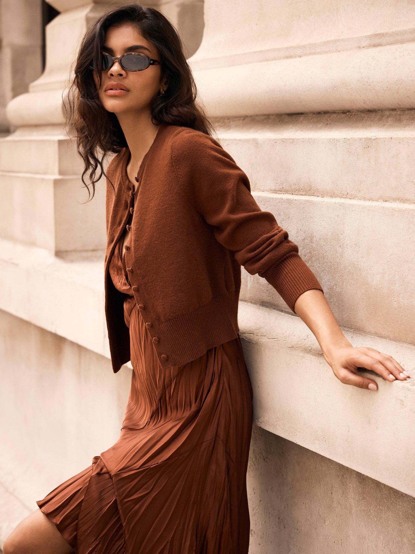 Image 2 of 6 of Mint Velvet Rust Knit Mix Dress