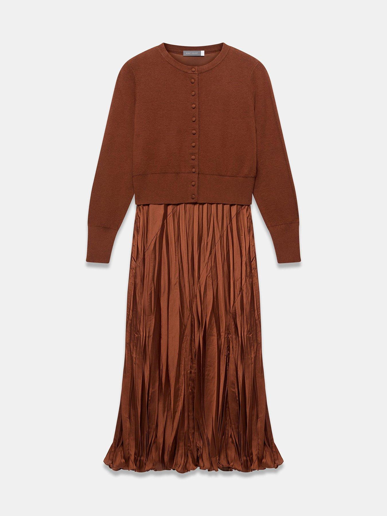 Image 5 of 6 of Mint Velvet Rust Knit Mix Dress
