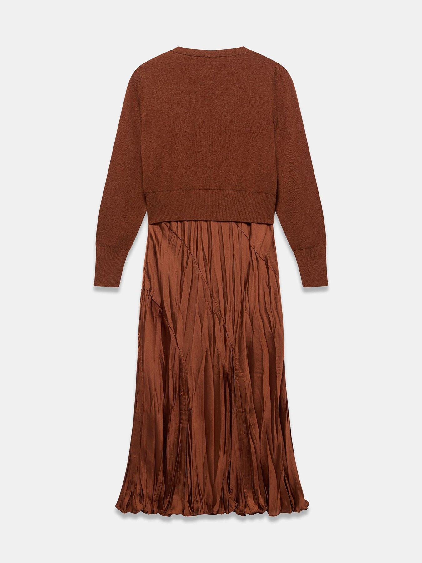 Image 6 of 6 of Mint Velvet Rust Knit Mix Dress