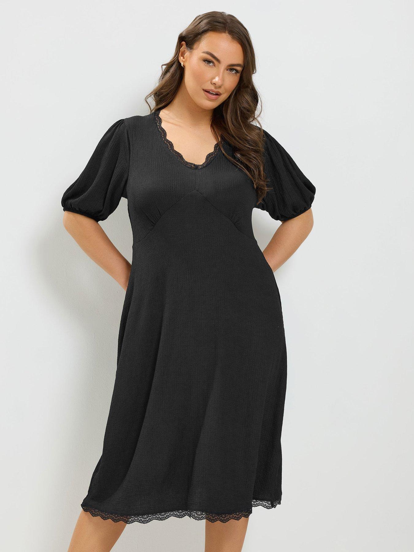 Image 1 of 4 of Yours Curve Lace Trim Midi Dress