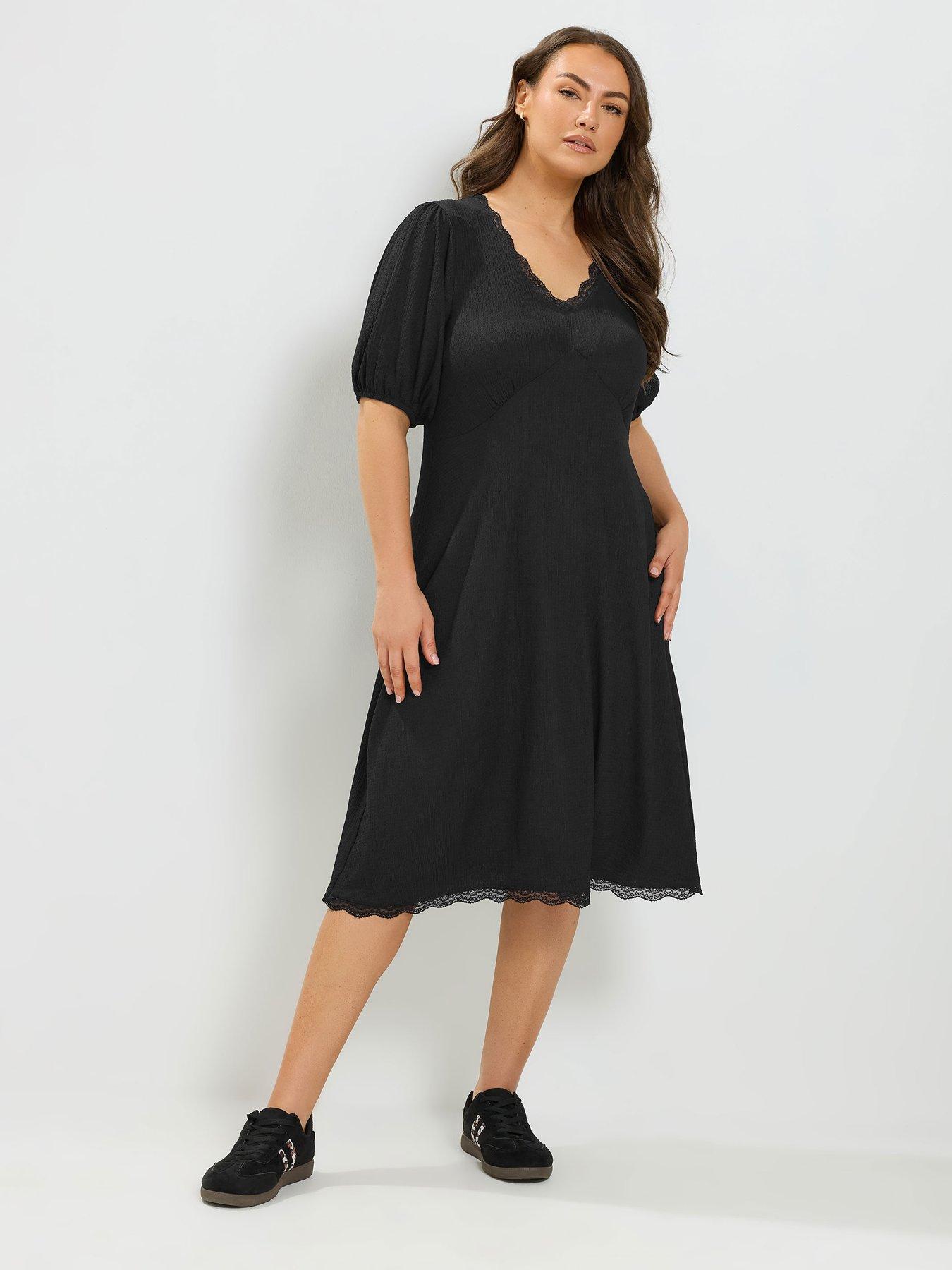 Image 3 of 4 of Yours Curve Lace Trim Midi Dress