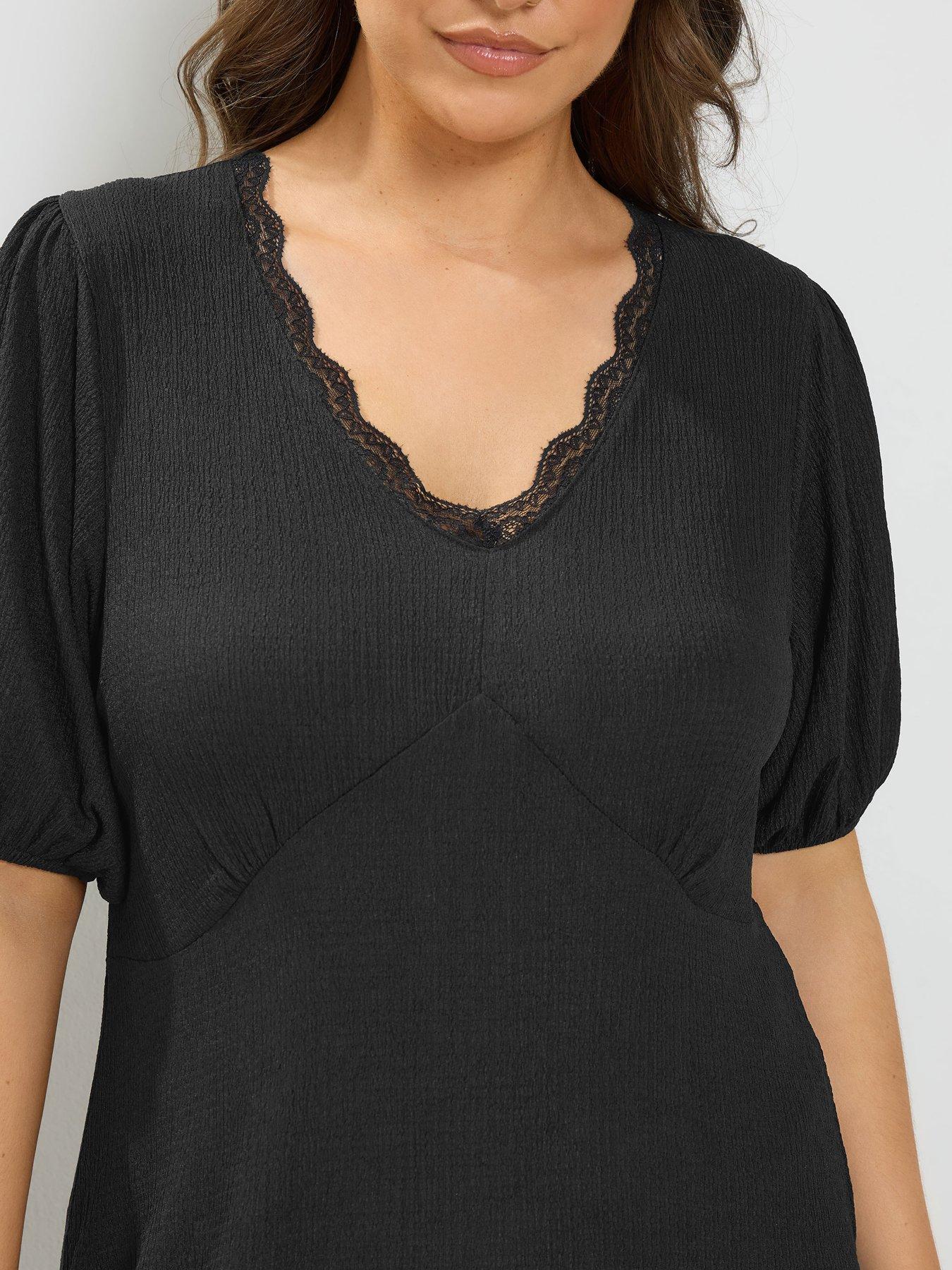 Image 4 of 4 of Yours Curve Lace Trim Midi Dress