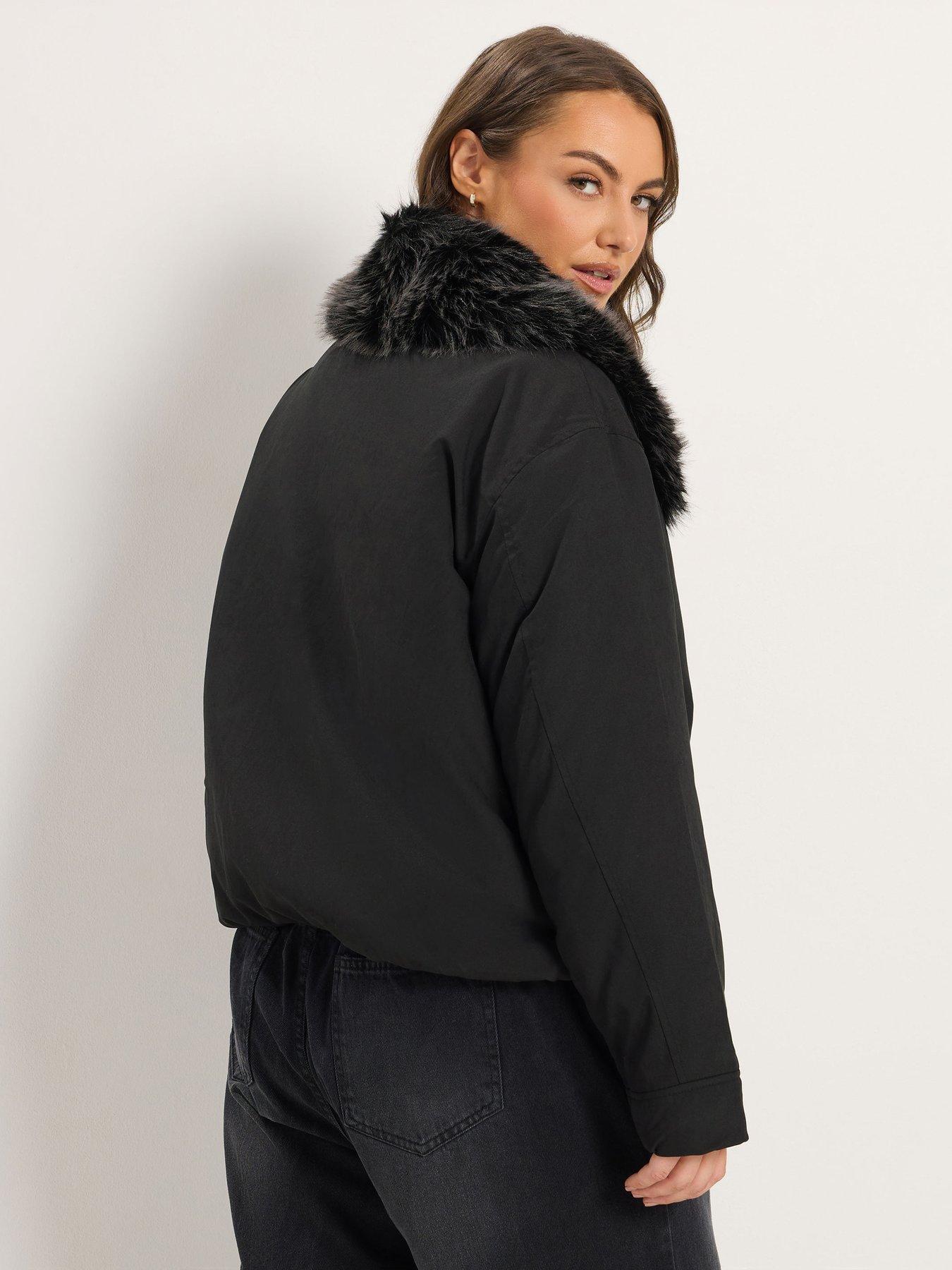 Image 2 of 4 of Yours Curve Faux Fur Trim Bomber Jacket