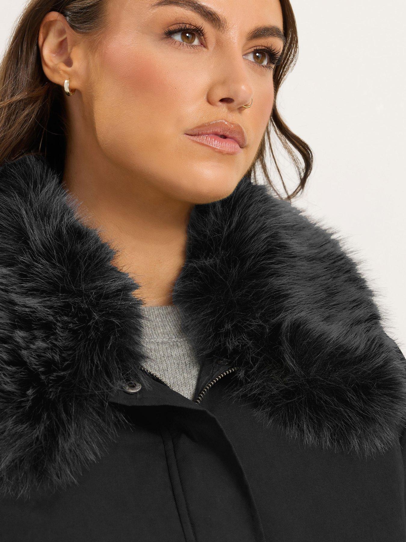 Image 4 of 4 of Yours Curve Faux Fur Trim Bomber Jacket