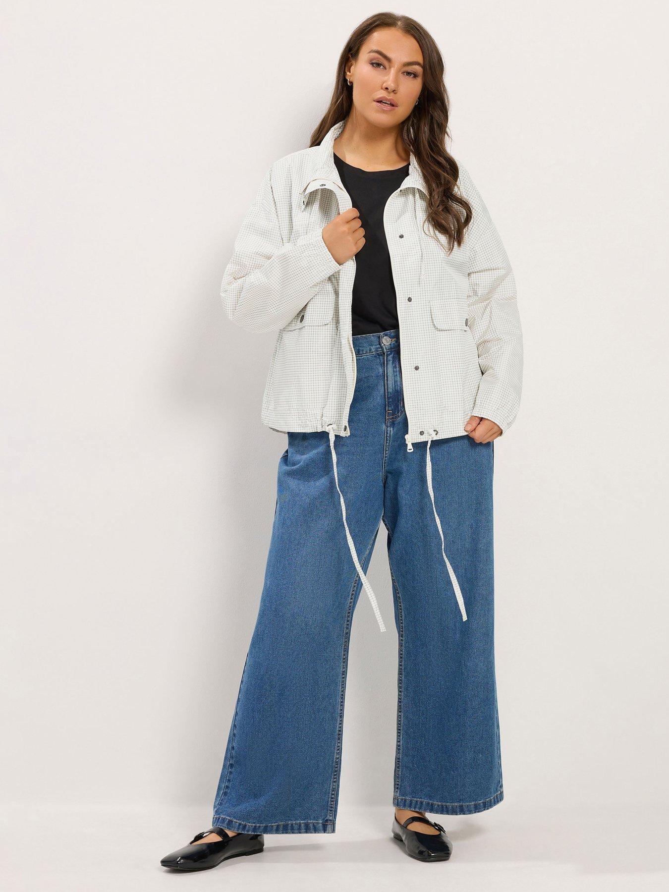 Image 3 of 4 of Yours Womens Curve Funnel Neck Drawstring Hem Pocket Jacket - Black