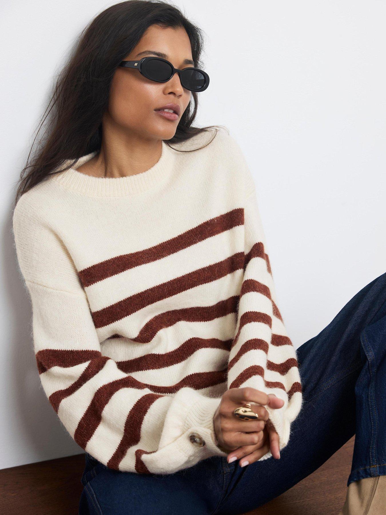 Mint Velvet Stripe Detail Jumper - Orange