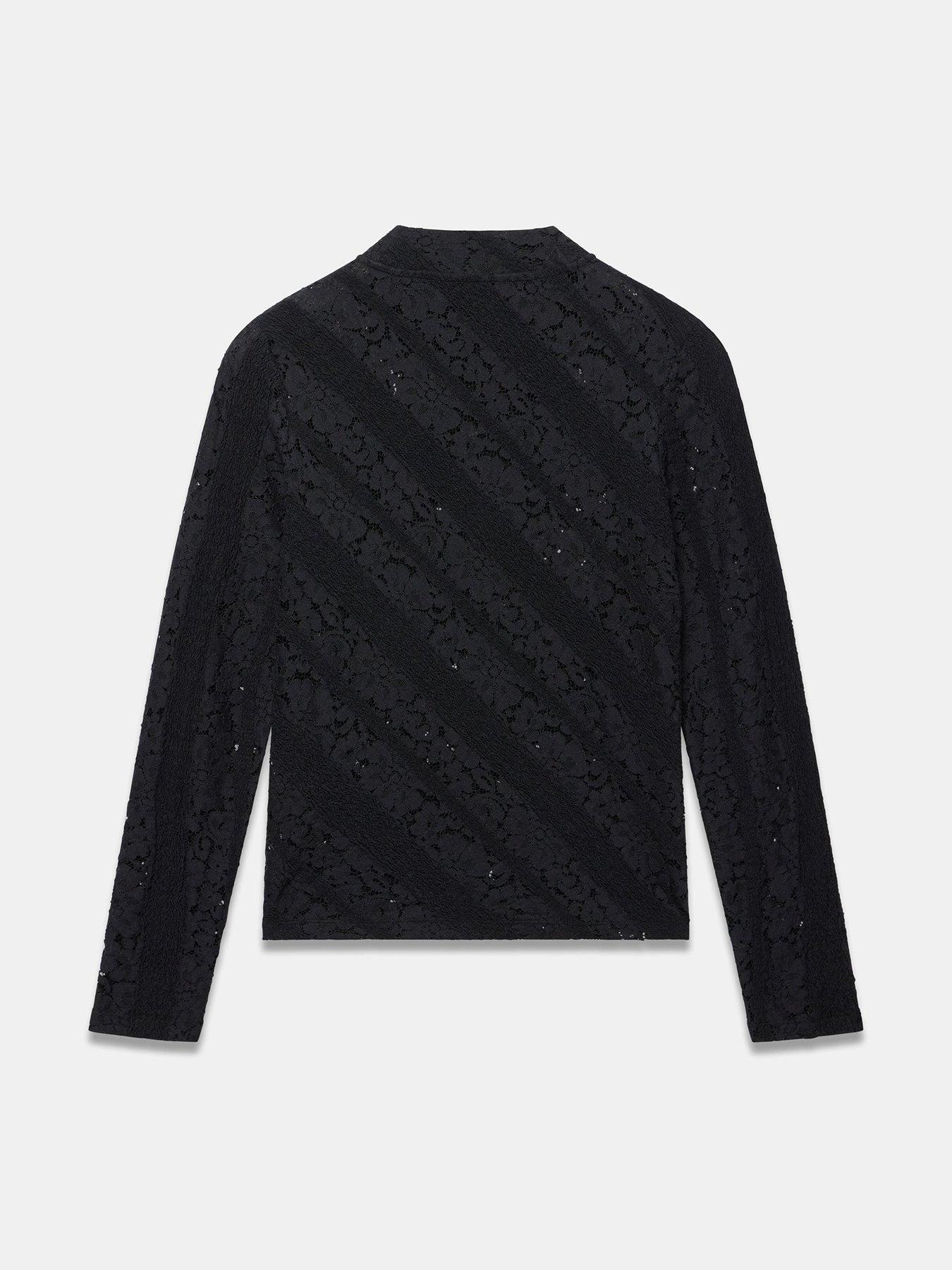 Image 6 of 6 of Mint Velvet Lace Button Detail Top - Black