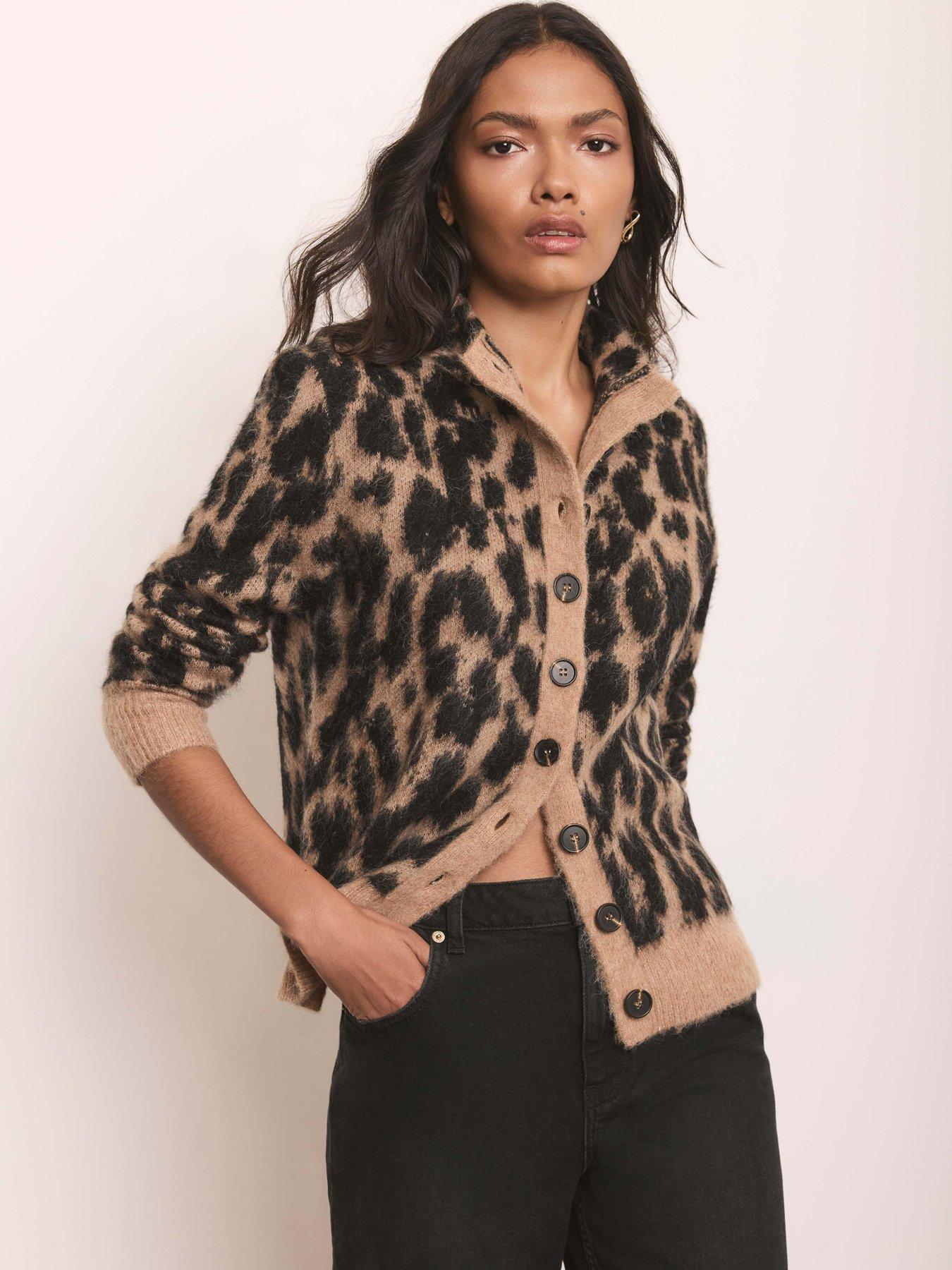 Image 3 of 6 of Mint Velvet Neutral Animal Cardigan - Brown