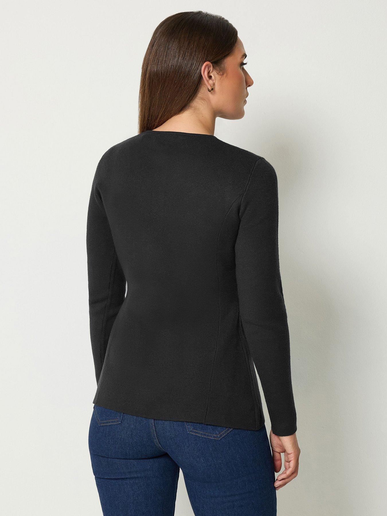 Image 2 of 4 of Long Tall Sally Yours Womens Tall Peplum Button-Front Knitted Cardigan - Black