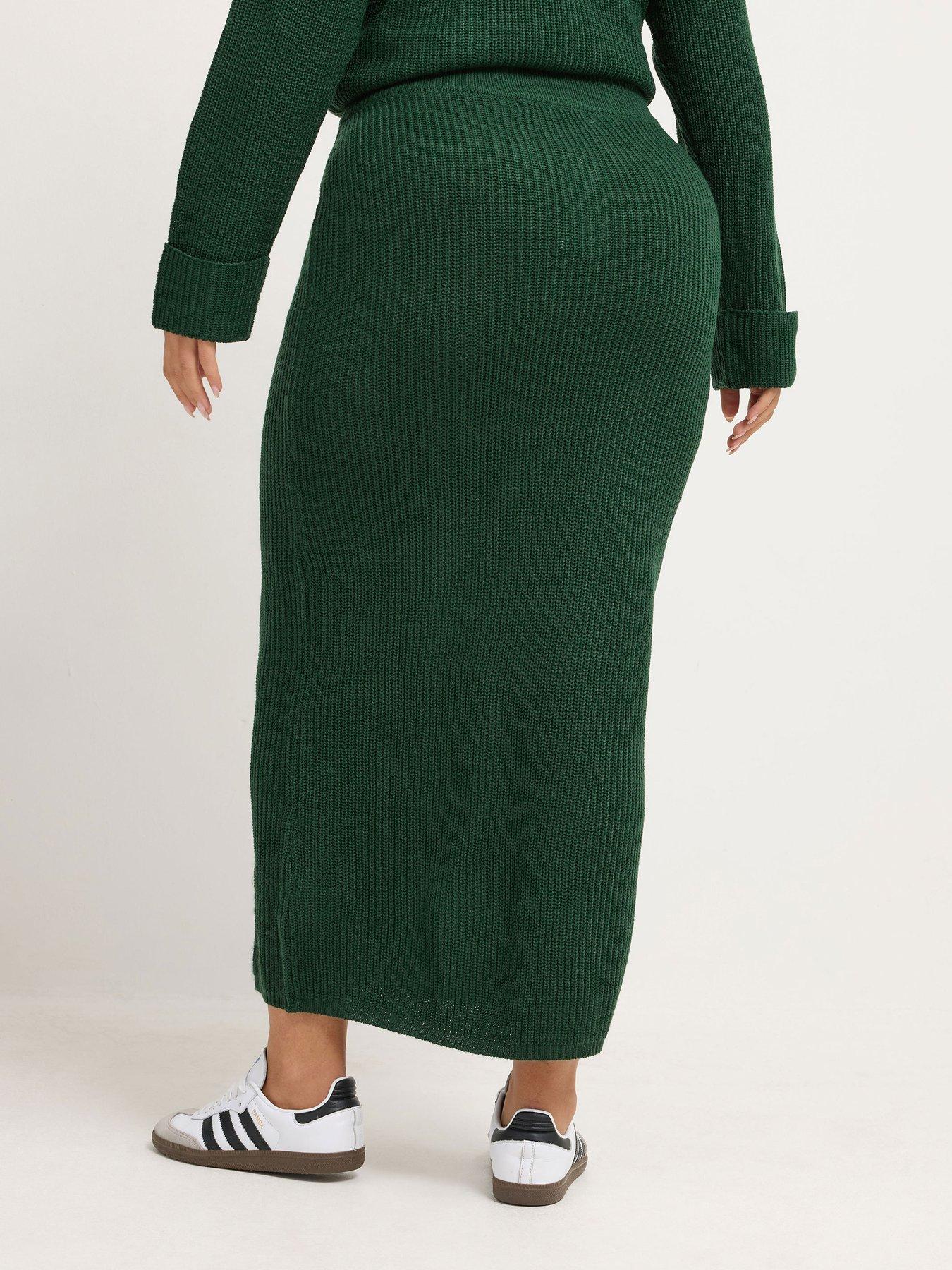 Image 2 of 4 of Yours Curve Button Detail Knitted Skirt