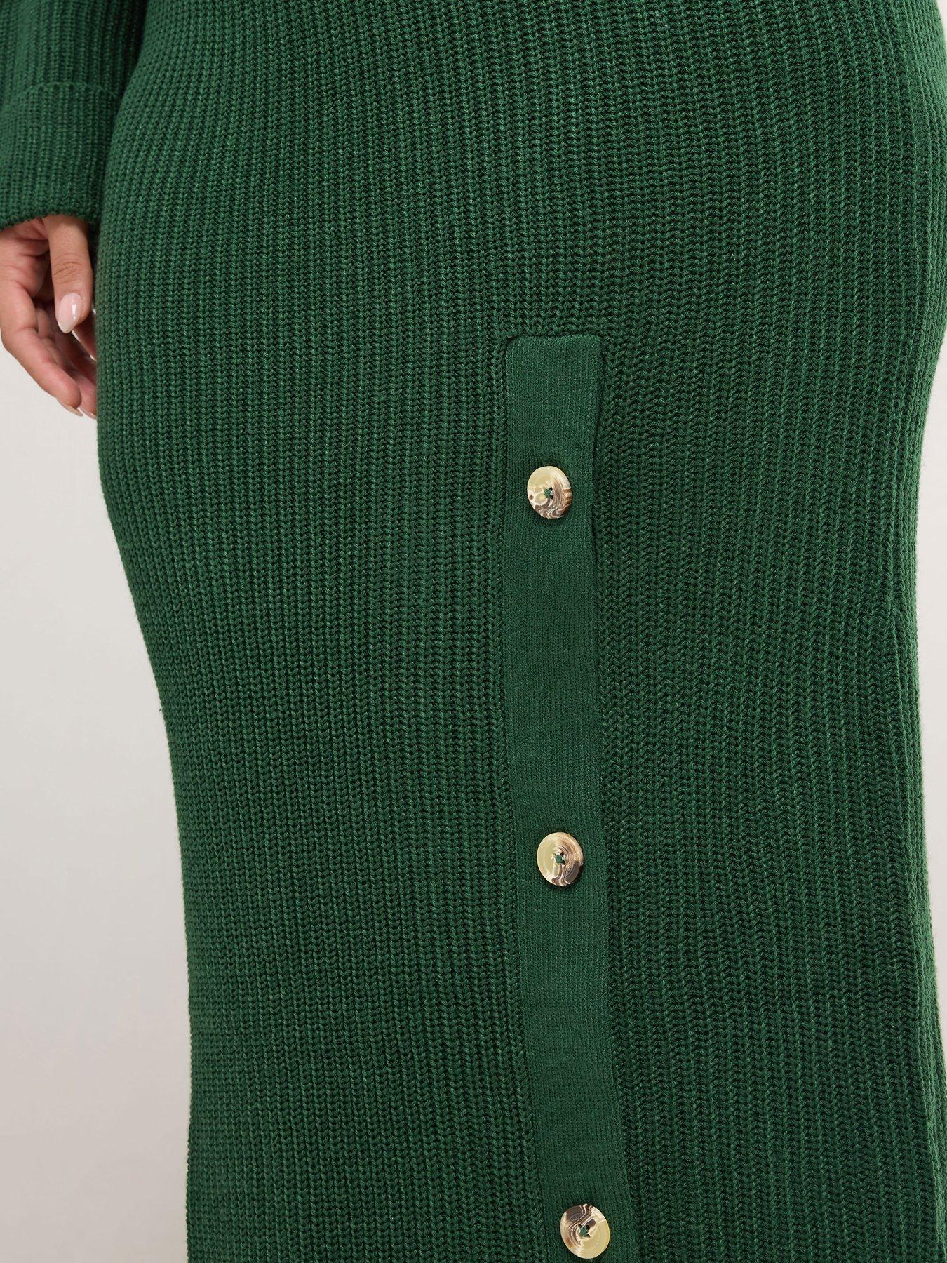 Image 4 of 4 of Yours Curve Button Detail Knitted Skirt