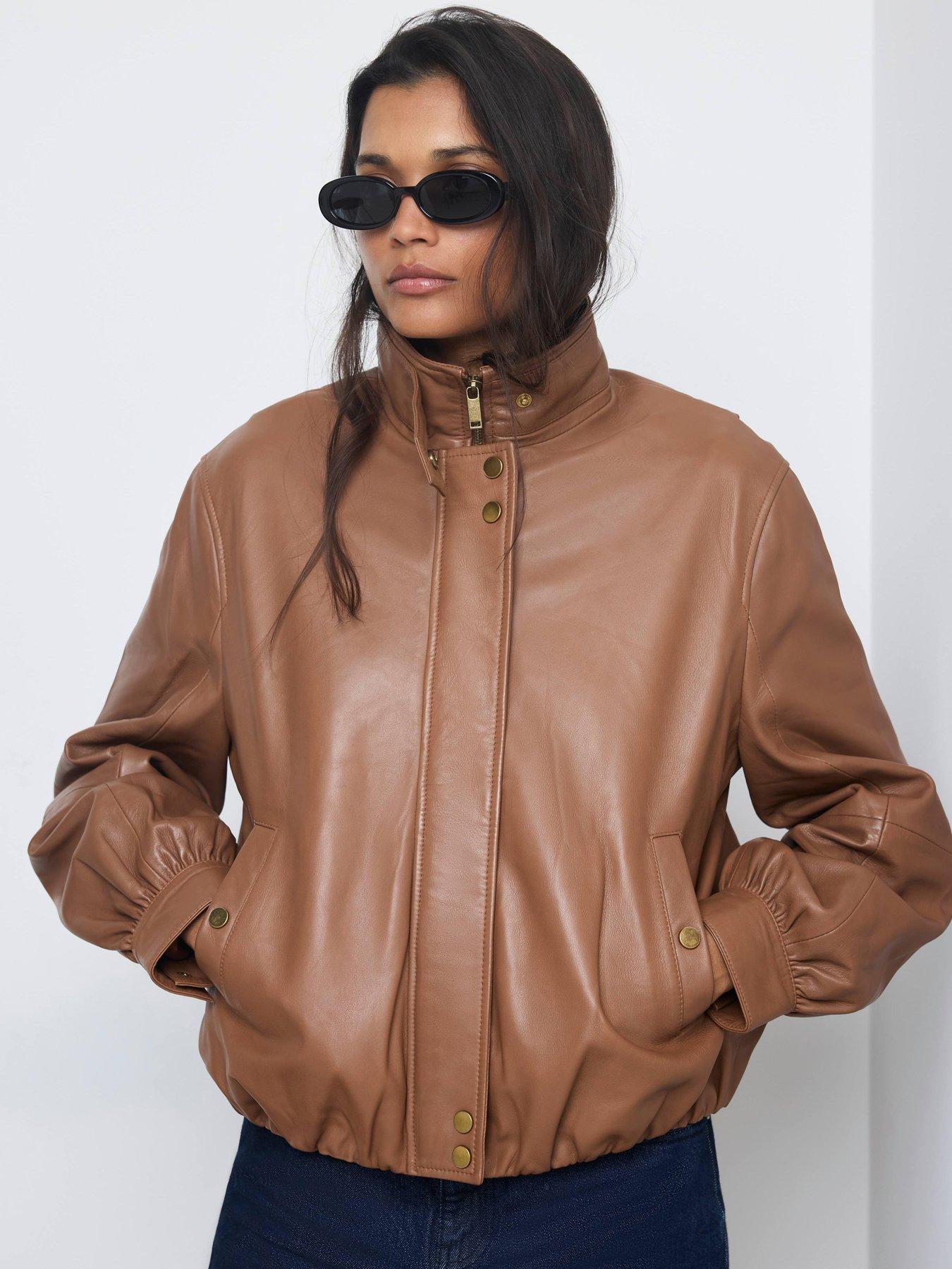 Mint Velvet Tan Funnel Neck Jacket - Brown