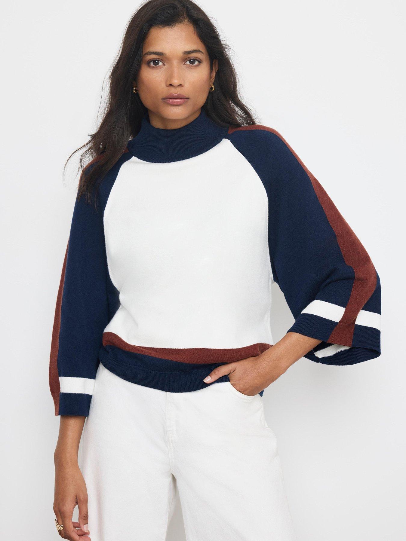 Mint Velvet Colourblock Knit Top - Cream