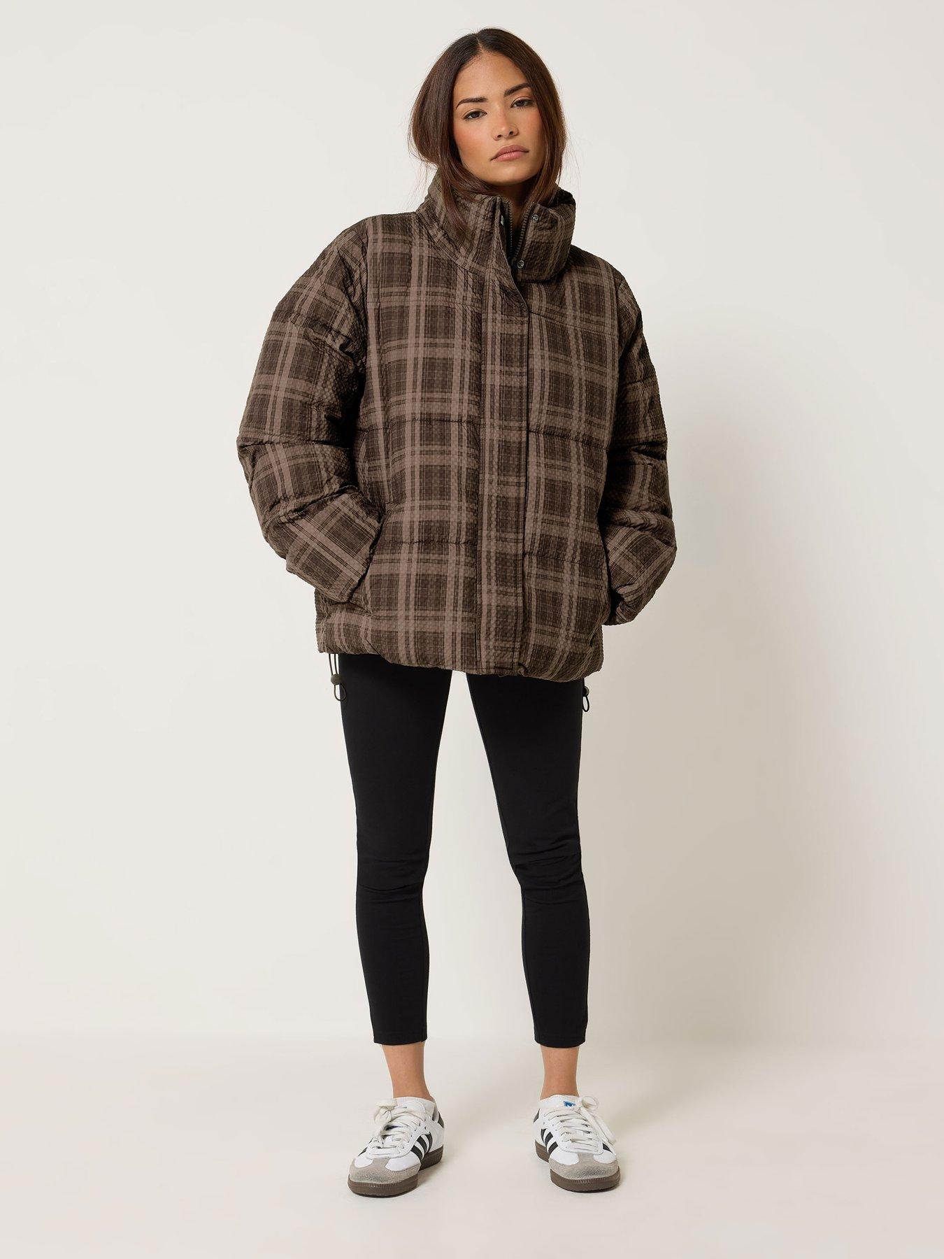 Image 3 of 4 of Yours Petite Check Puffer Coat