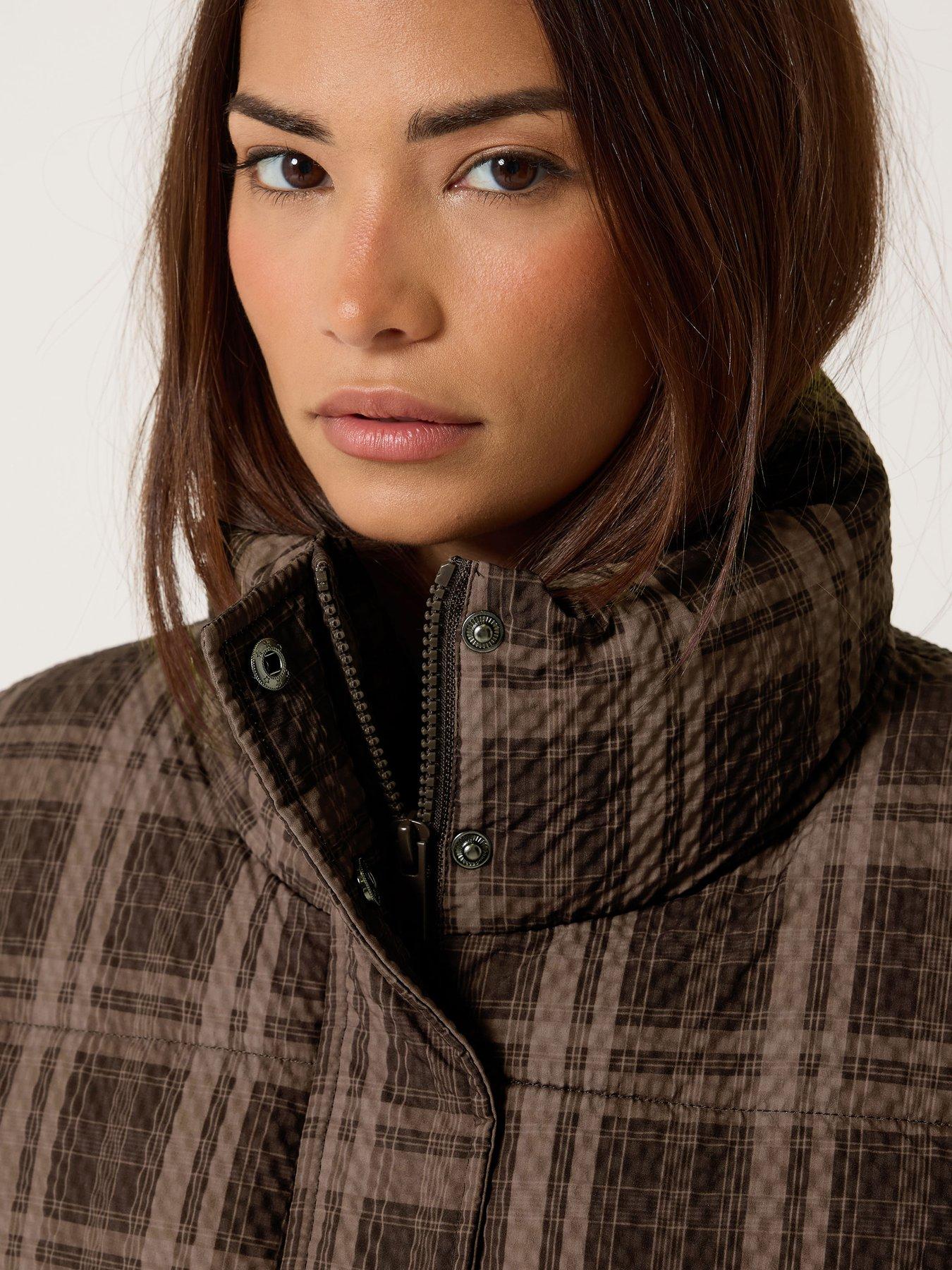 Image 4 of 4 of Yours Petite Check Puffer Coat