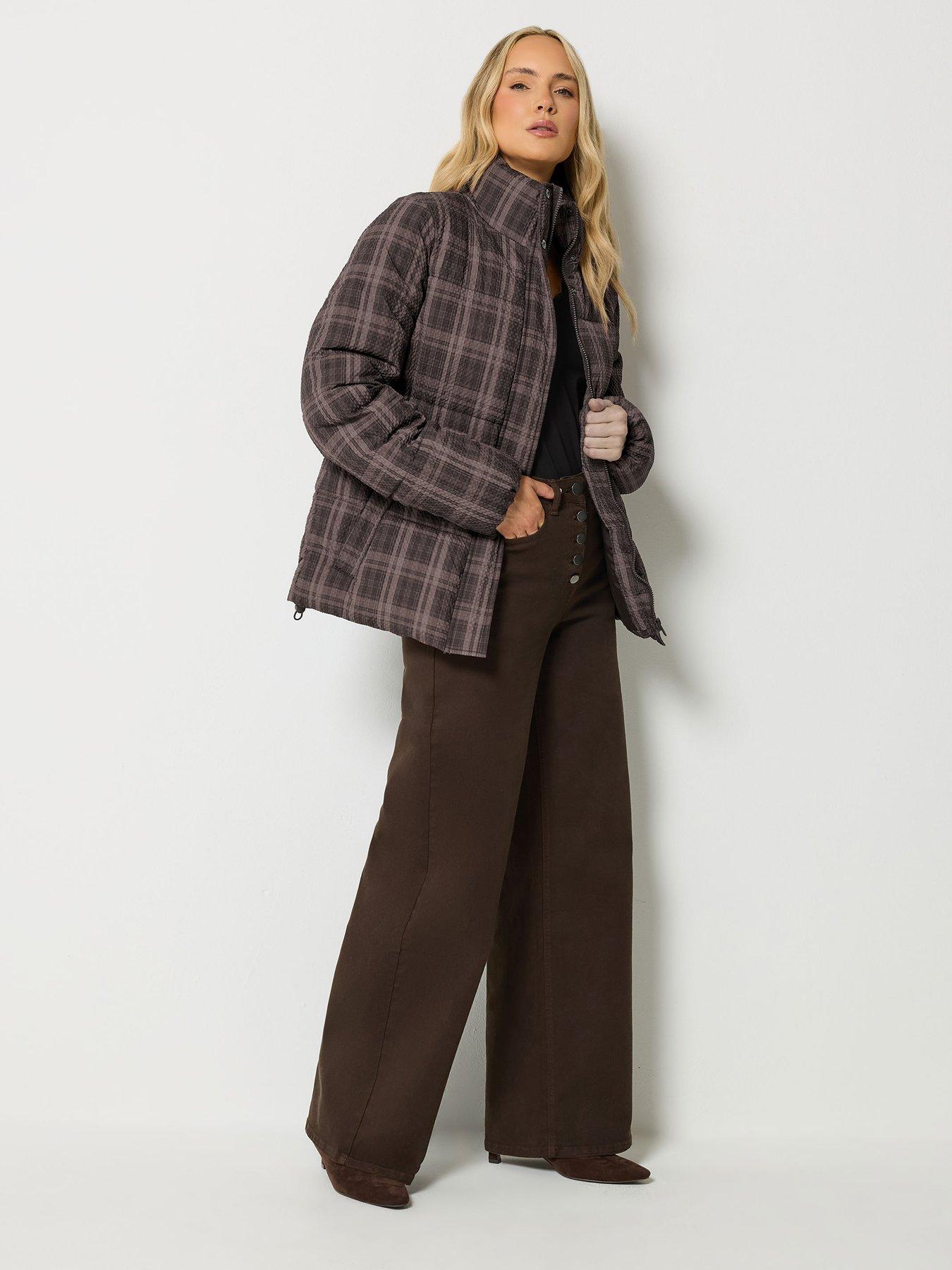 Image 3 of 4 of Yours Tall Check Short Padded Coat