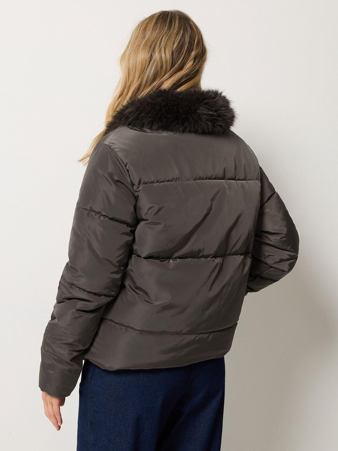 Image 2 of 4 of Yours Tall Fur Collar Padded Jacket