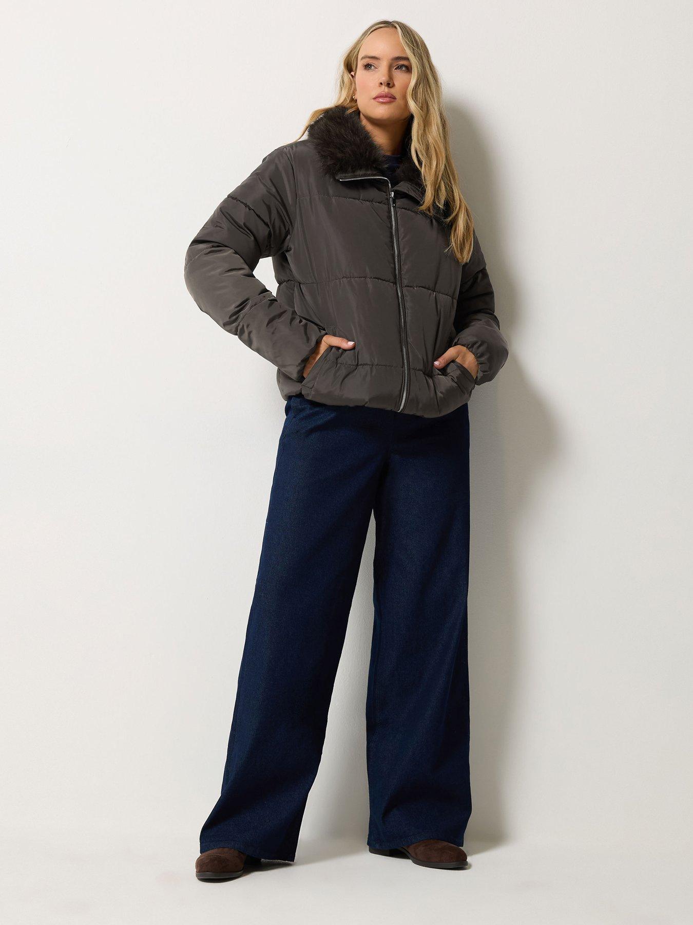 Image 3 of 4 of Yours Tall Fur Collar Padded Jacket