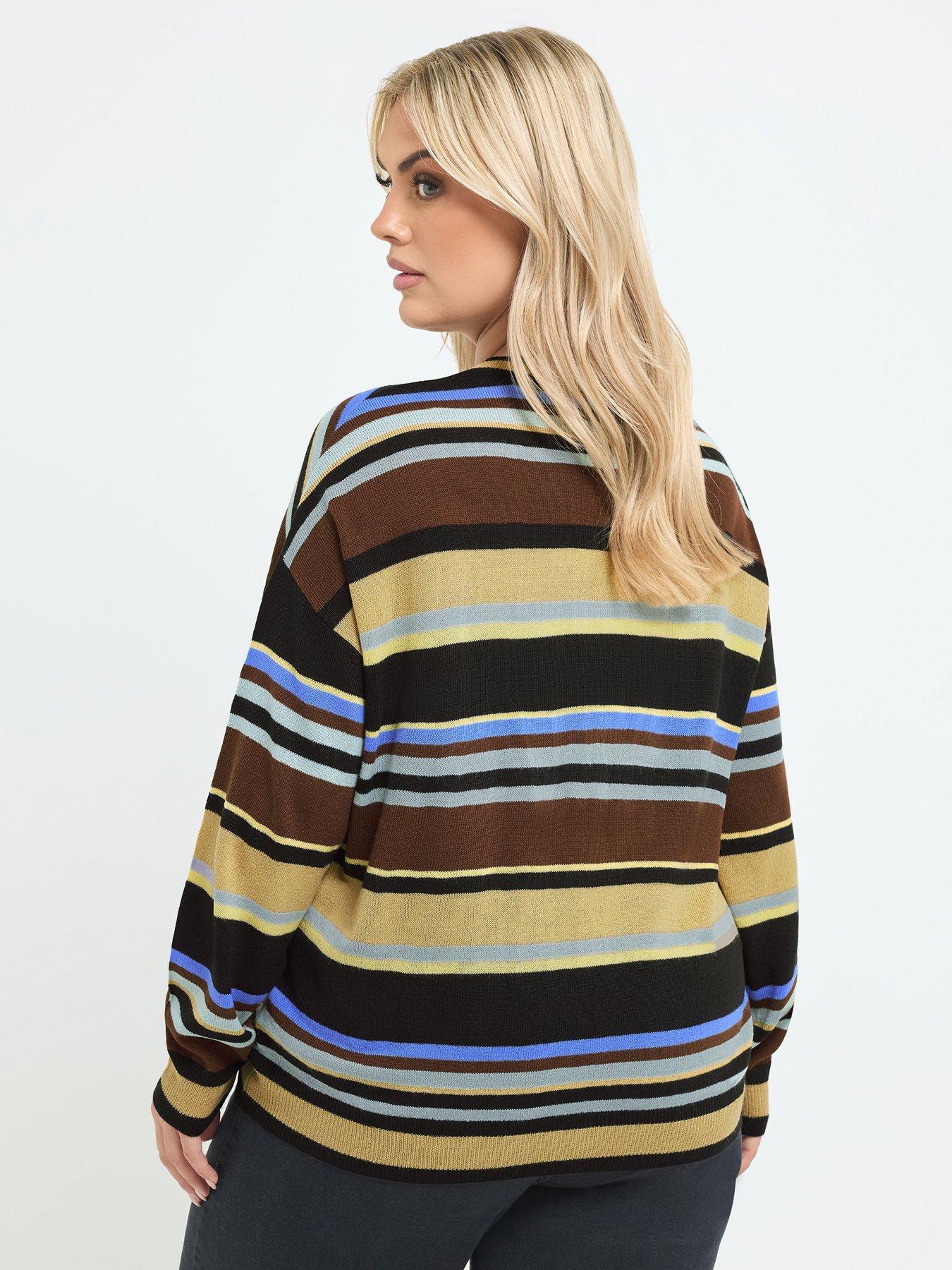 Image 2 of 4 of Yours Curve Stripe Brown Jumper