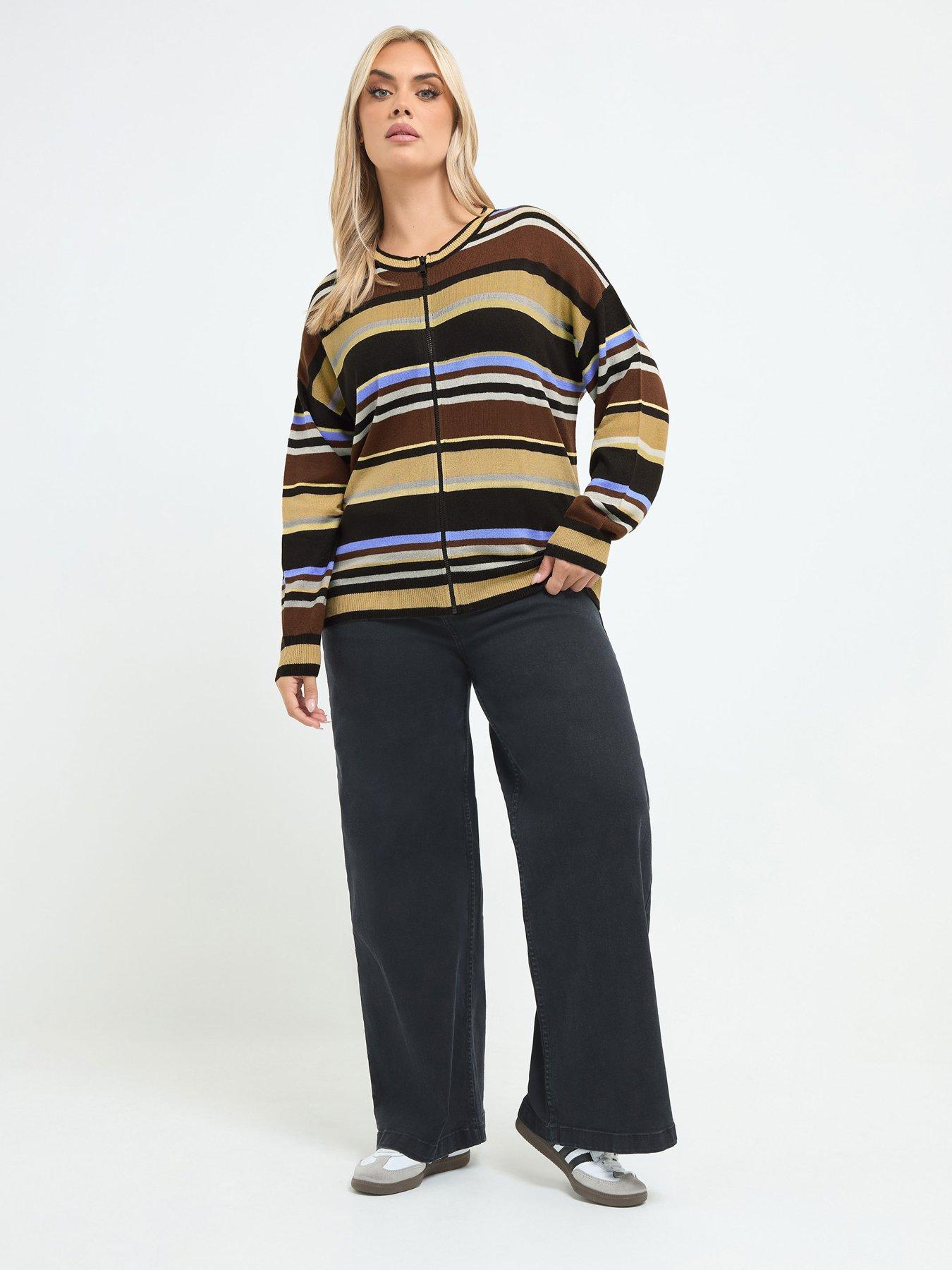Image 3 of 4 of Yours Curve Stripe Brown Jumper