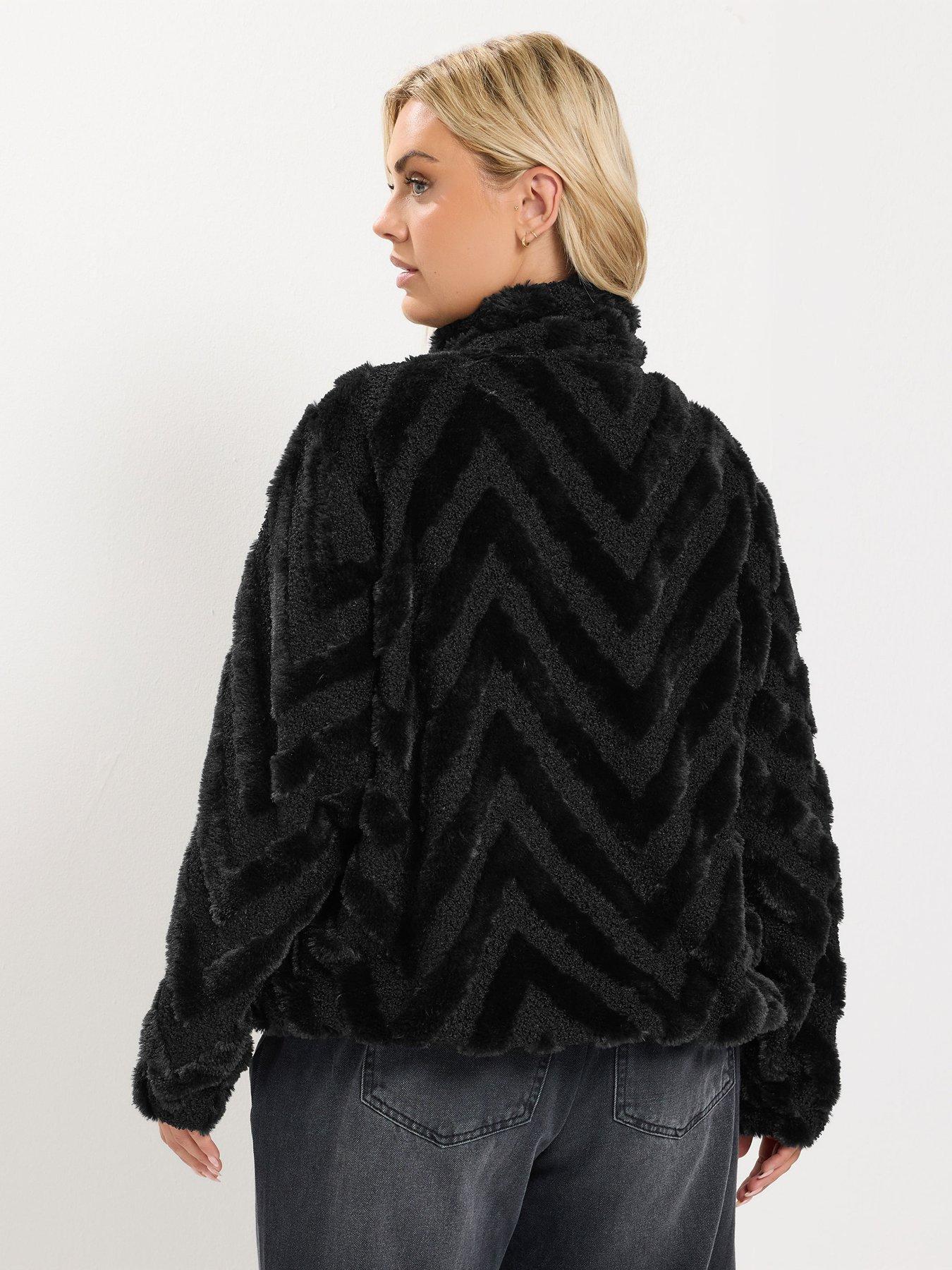 Image 2 of 4 of Yours Curve Borg Faux Fur Mix Textured Fleece Jacket