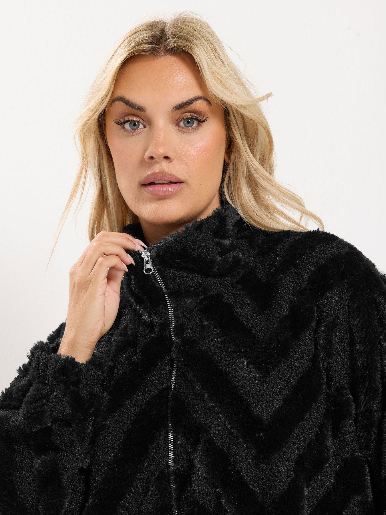 Image 4 of 4 of Yours Curve Borg Faux Fur Mix Textured Fleece Jacket