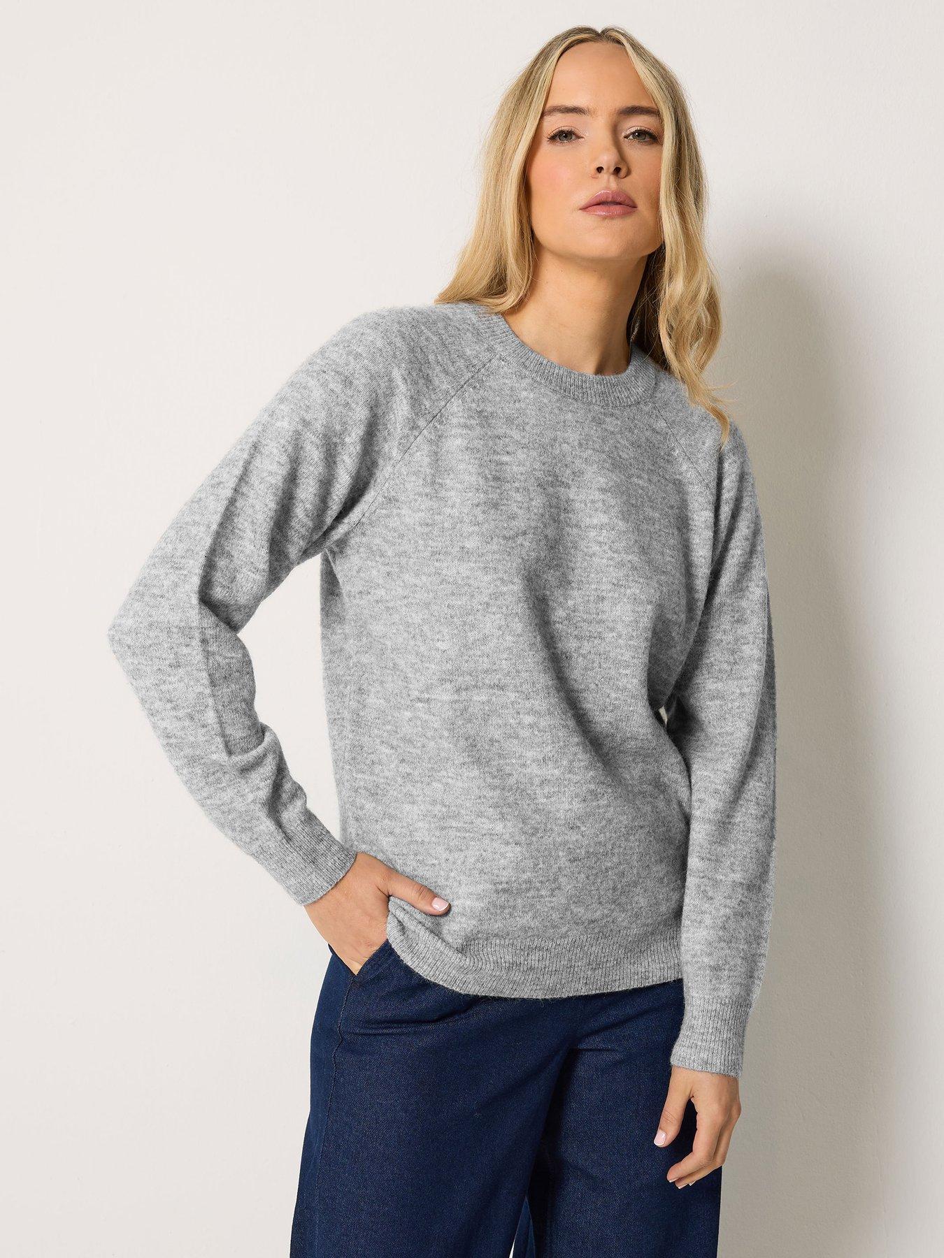 Image 1 of 4 of Yours Womens Tall Scoop Neck Raglan Sleeve Jumper - Grey