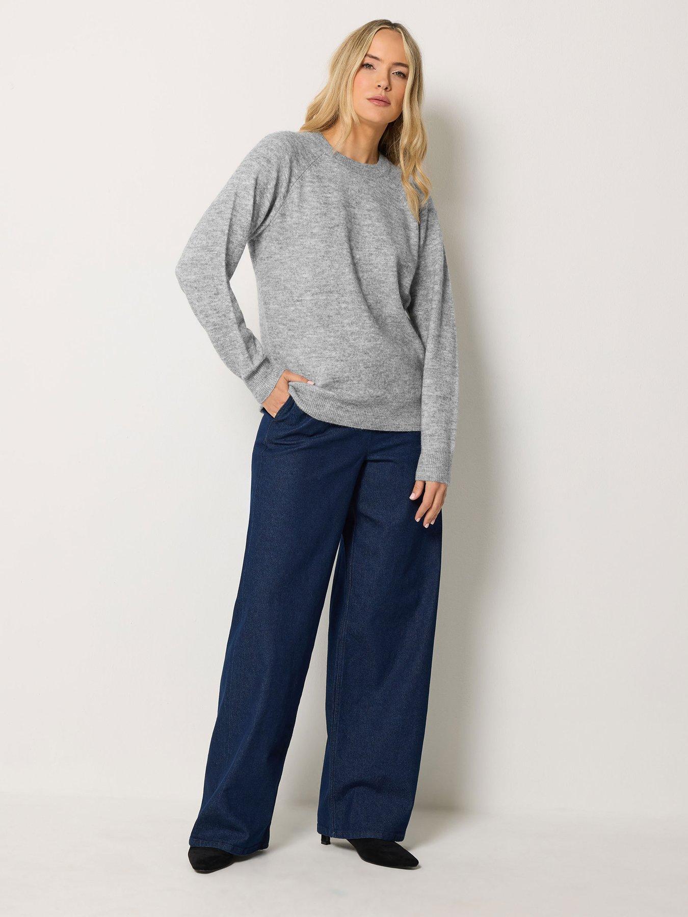 Image 3 of 4 of Yours Womens Tall Scoop Neck Raglan Sleeve Jumper - Grey