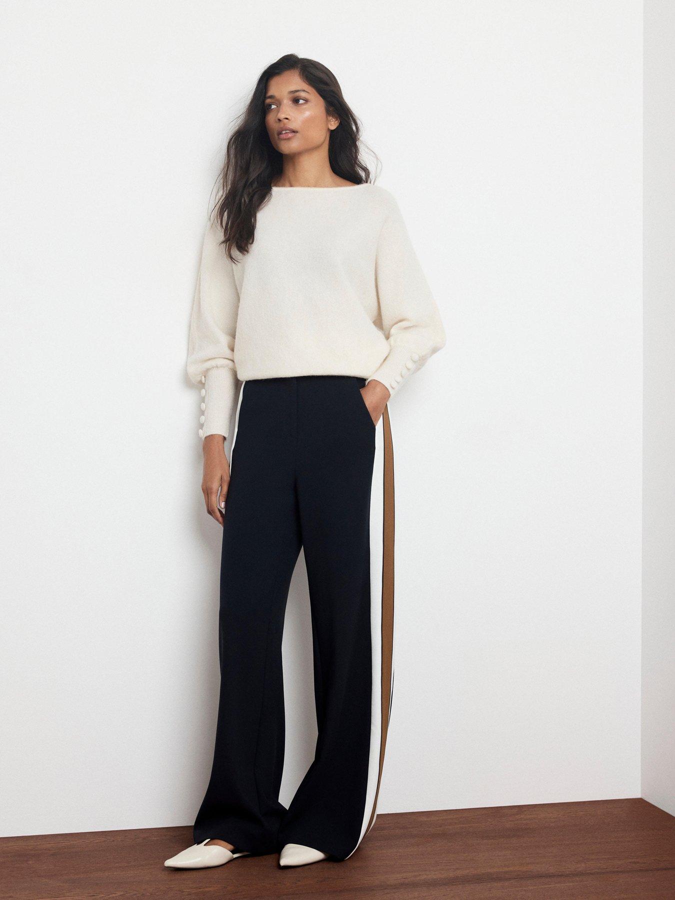 Mint Velvet Navy Side Stripe Trouser - Blue