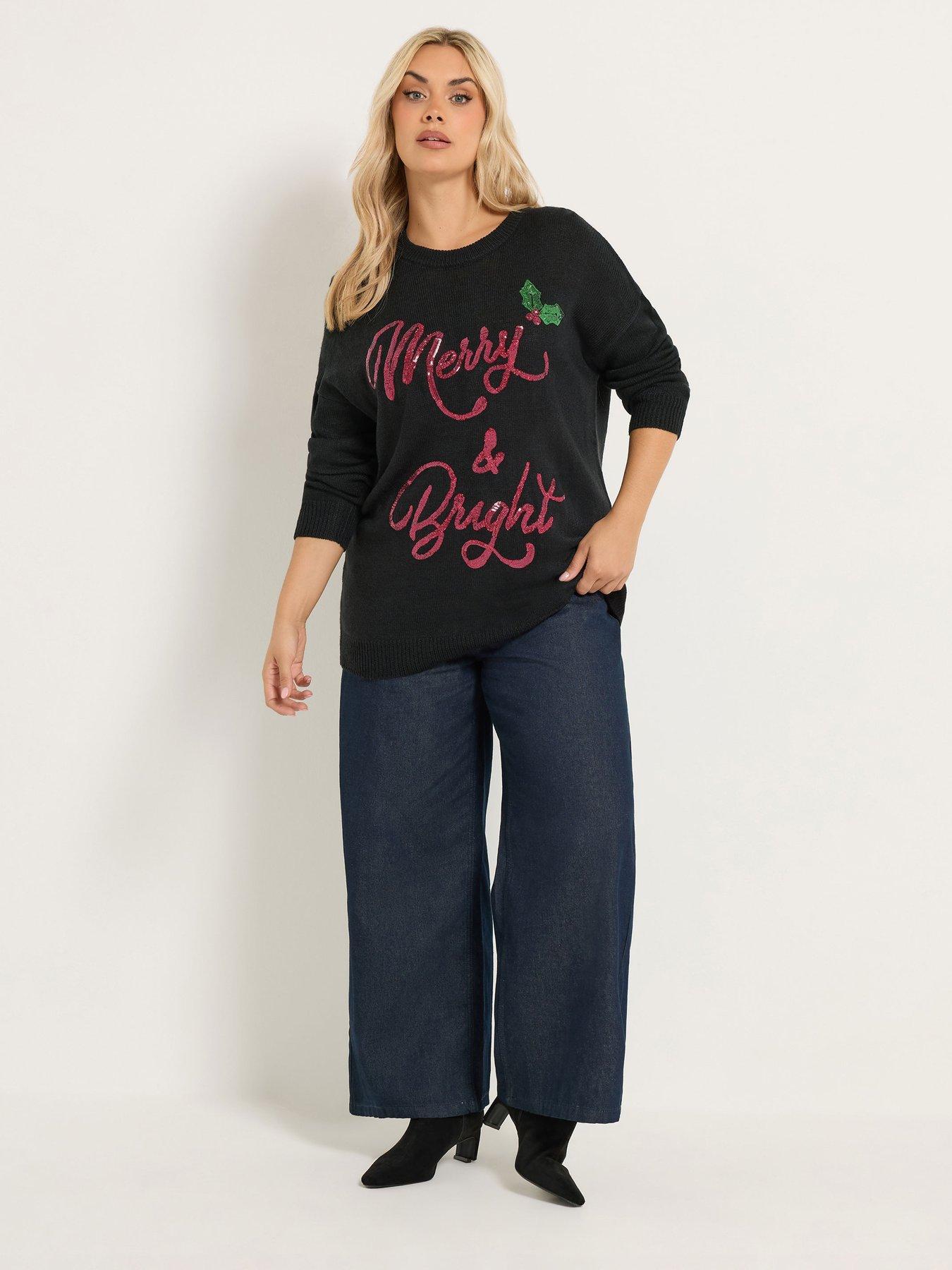 Image 3 of 4 of Yours Curve Merry &amp; Bright Sequin Jumper